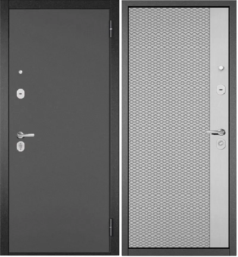 Изображение товара Входная дверь Mastino Trust Eco 159 правый 205x86см цвет антрацит букле/светло-серый