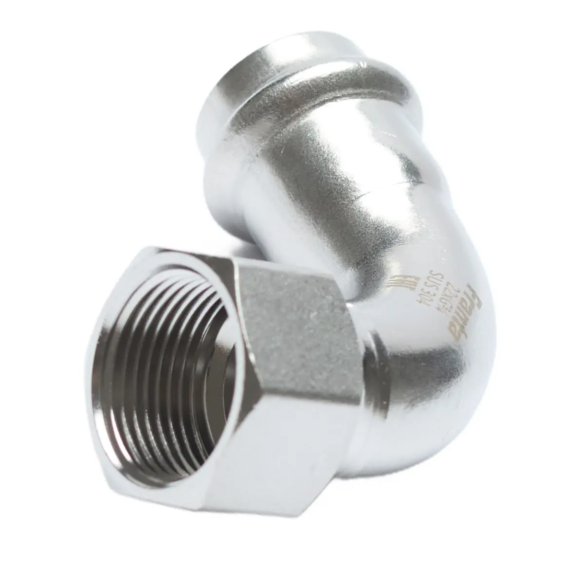 Изображение товара Угол комбинированный 90° Franta 1 1/2"x42 мм из нержавеющей стали SUS 304