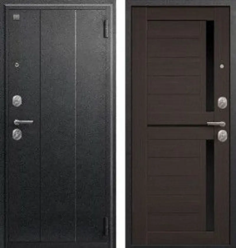 Изображение товара Входная дверь Hit А-01 левый 205x96см цвет чёрный сатин/лиственница темная