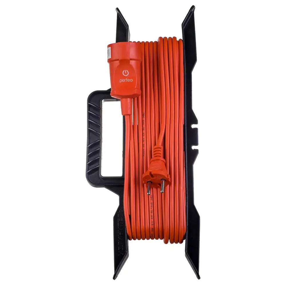 Изображение товара Удлинительный кабель Perfeo PF_C3268 2x0.75 50 м 1 розетка без заземления 1300 Вт цвет оранжевый
