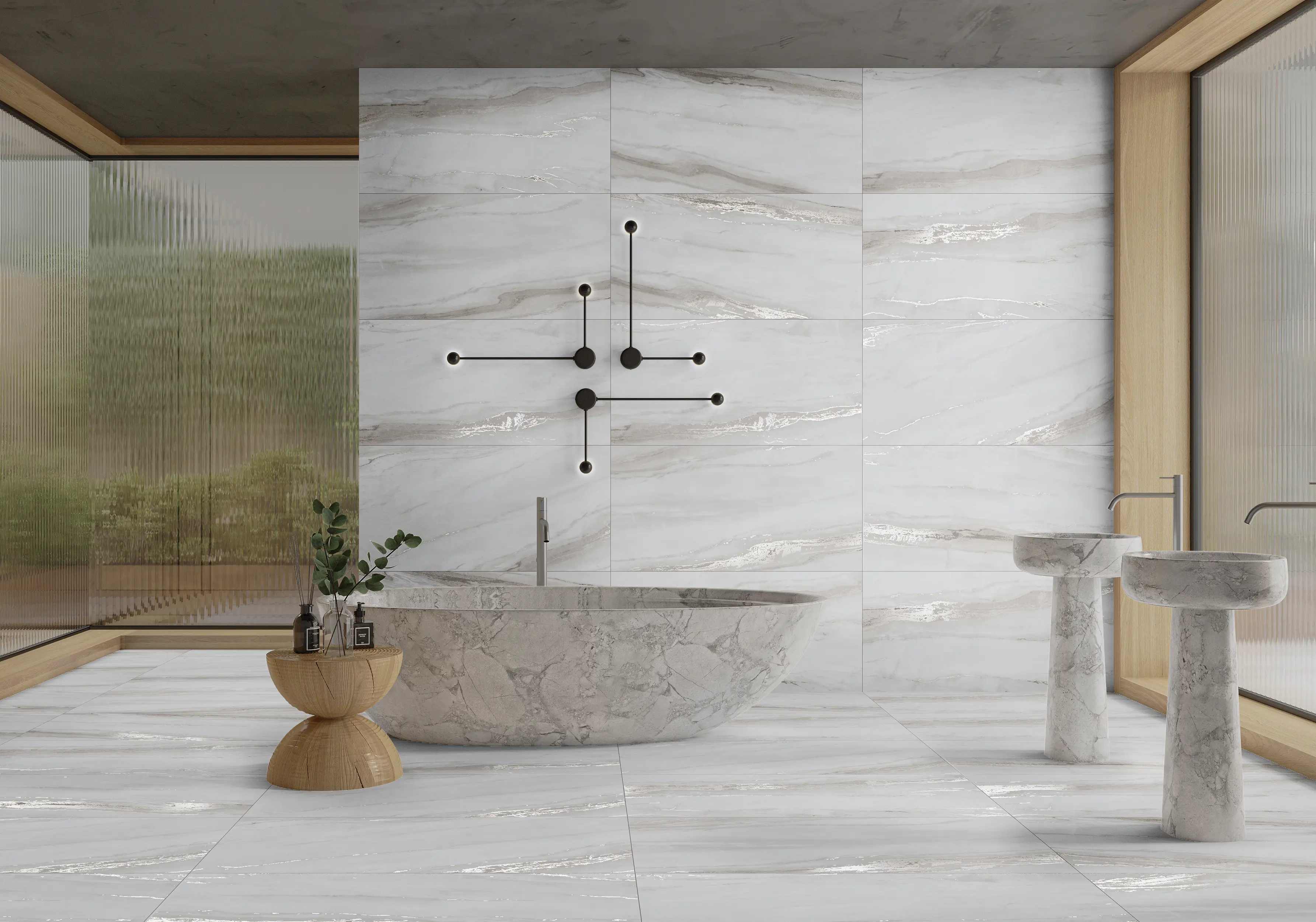 Изображение товара Керамогранит Kerald Magnetic Grey Carving 60x120 см - серый карвинг