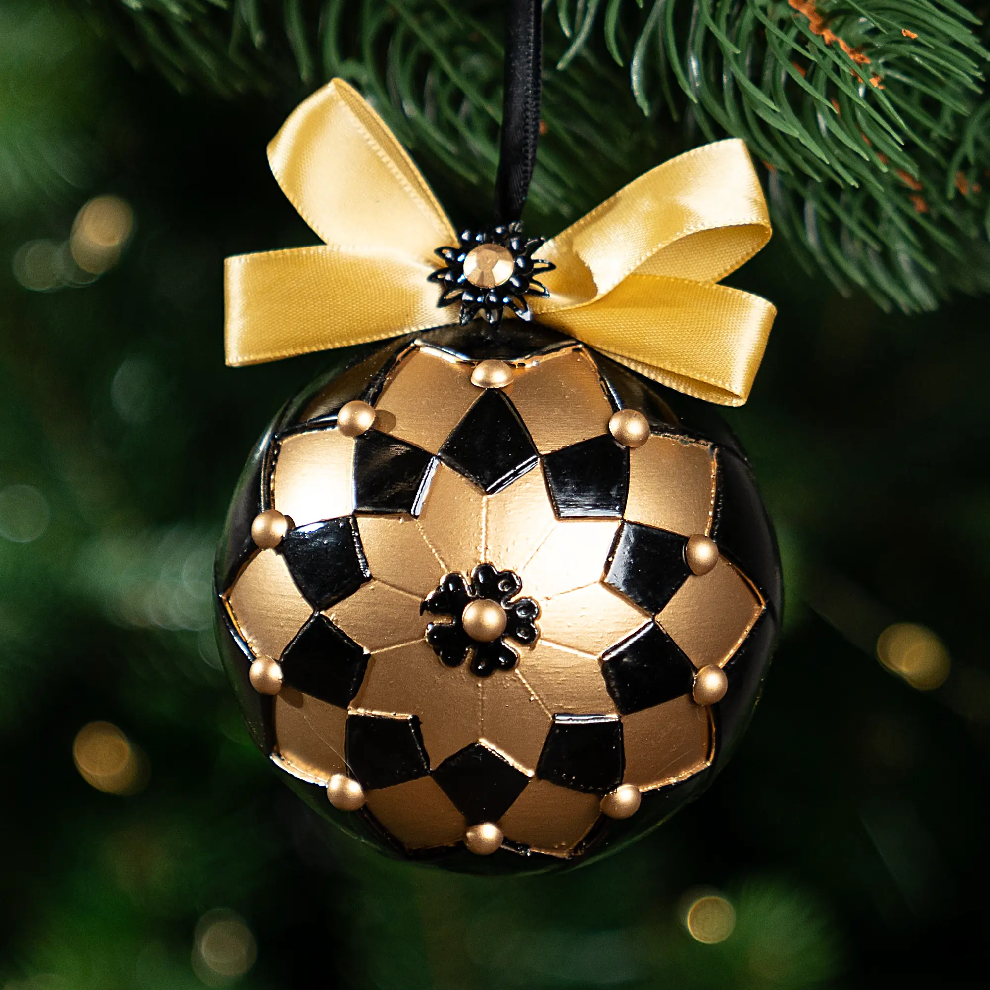 Изображение товара Шар елочный KREAFORTA ø8 см черно-золотой