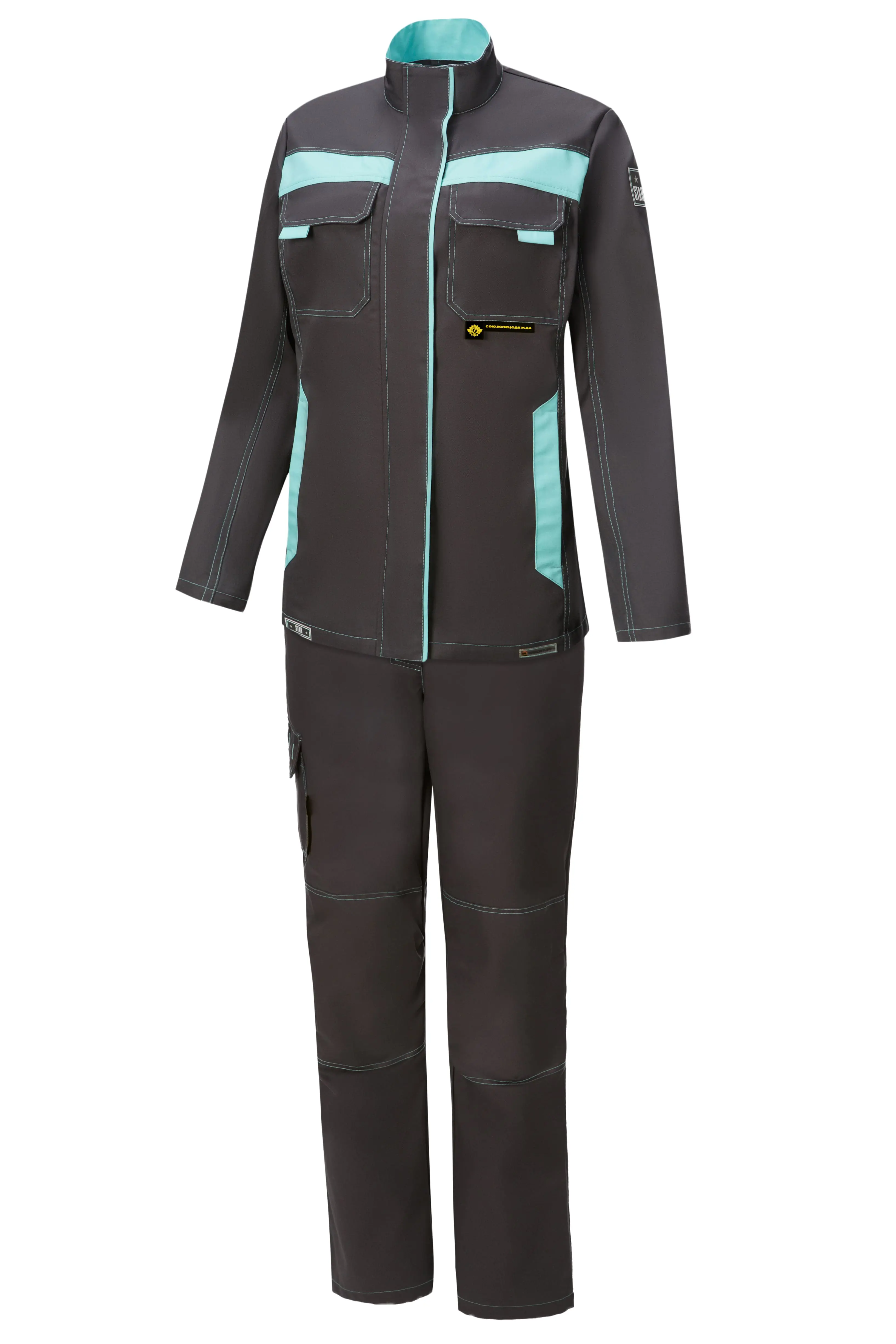 Изображение товара Костюм рабочий Союзспецодежда Стар цвет графит/мятный размер 52-54 рост 158-164 см