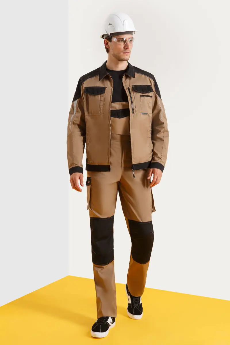 Изображение товара Костюм рабочий Союзспецодежда Status New 2 цвет бежевый/черный размер 48-50 рост 182-188 см
