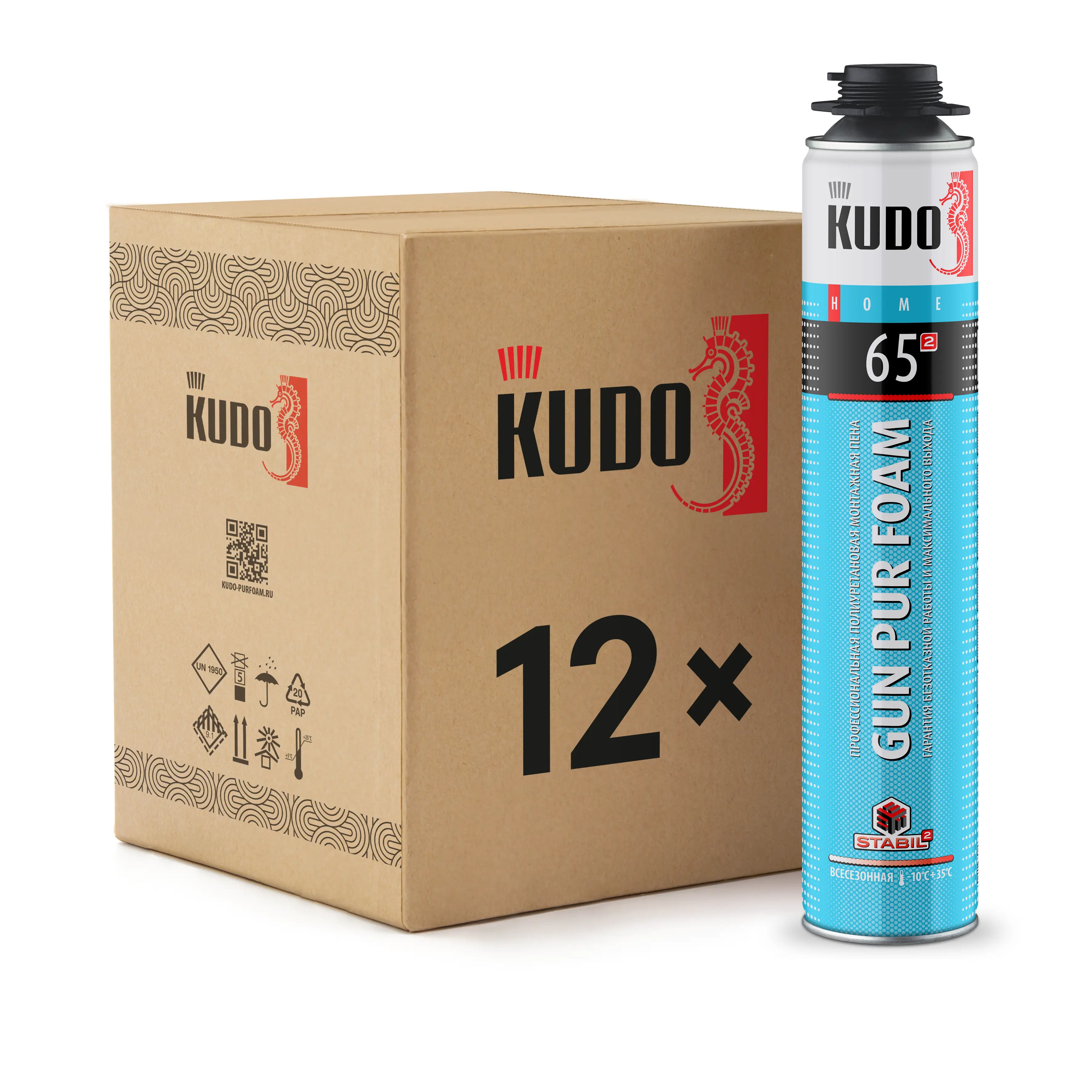 Изображение товара Пена монтажная профессиональная Kudo Kuphp10u65 65 шумоизоляционная всесезонная 1000 мл 12 шт