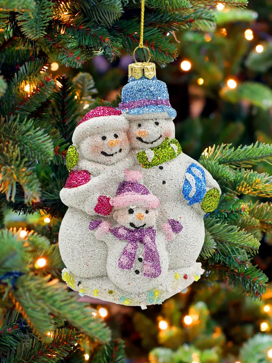 Изображение товара Елочная игрушка Семья снеговика Магия праздника MAG1986 12 см х 6 см разноцветный