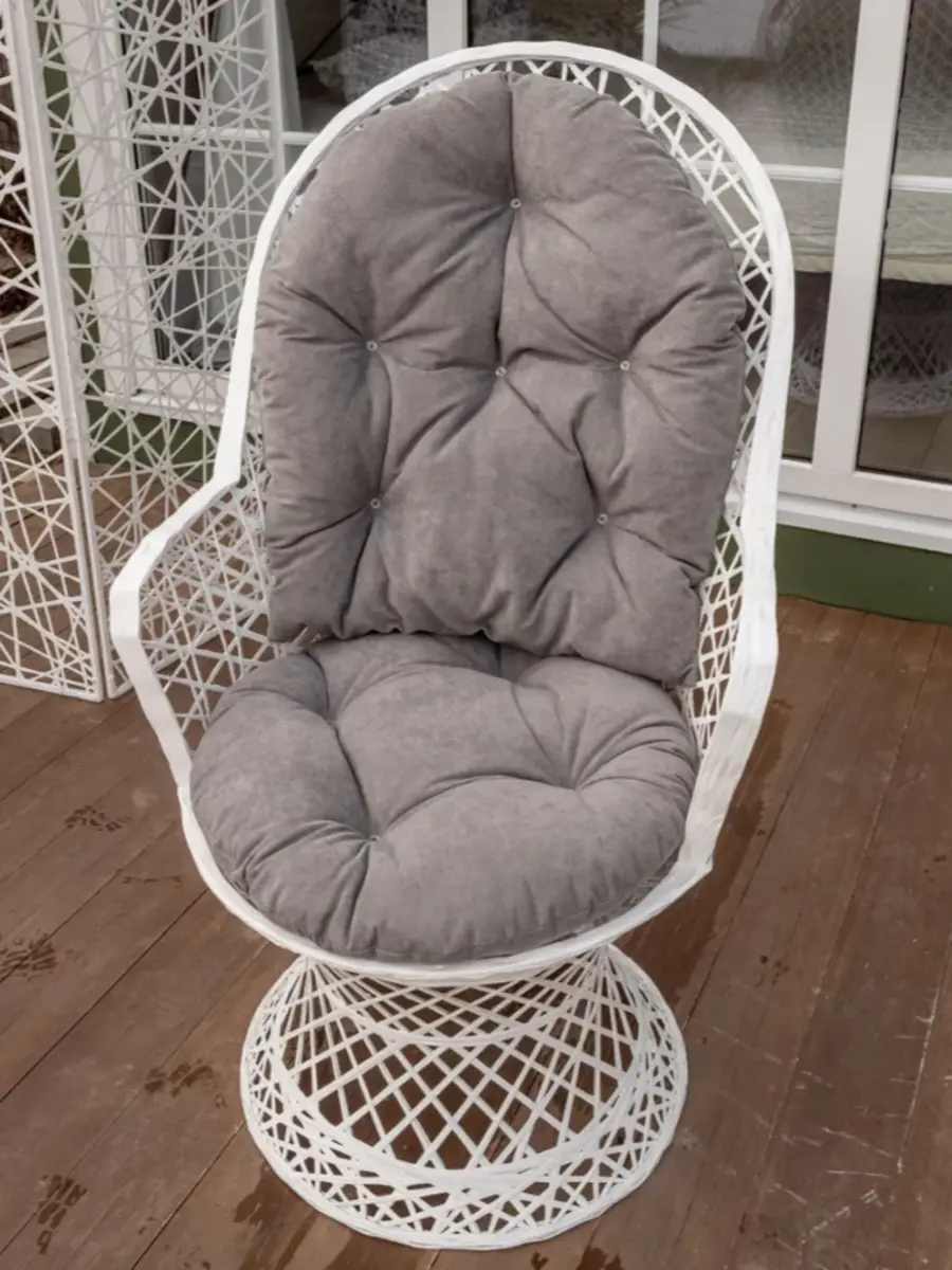 Изображение товара Кресло садовое Ajurio Flandria из искусственного ротанга с подушкой 51x61x110 см белое