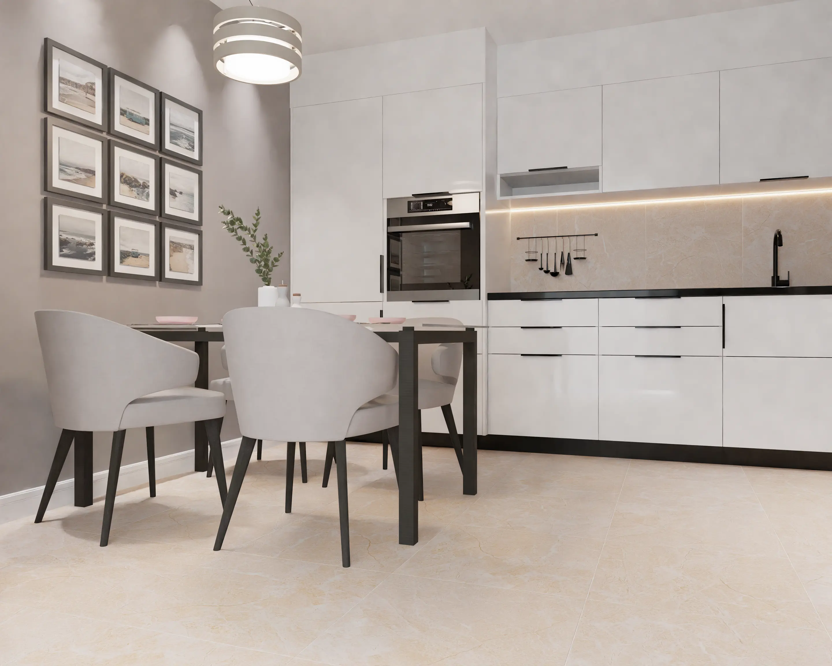 Изображение товара Керамогранит Primavera TP66M11 60x60 см, бежевый, мрамор, глазурованный, рекомендуемый для стен и п