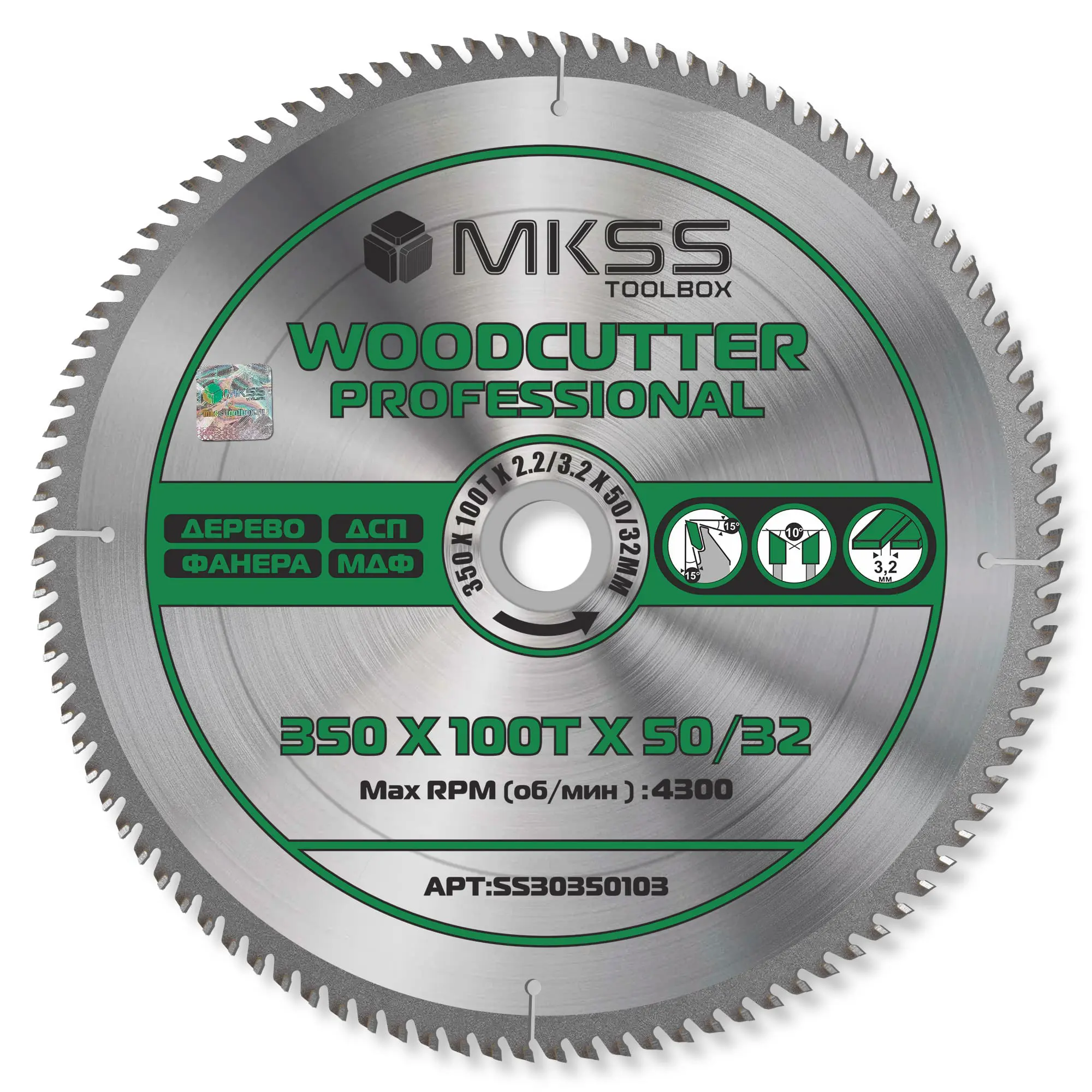 Изображение товара Диск пильный по дереву MKSS Toolbox Woodcutter SS3035 350 мм 100 зубьев