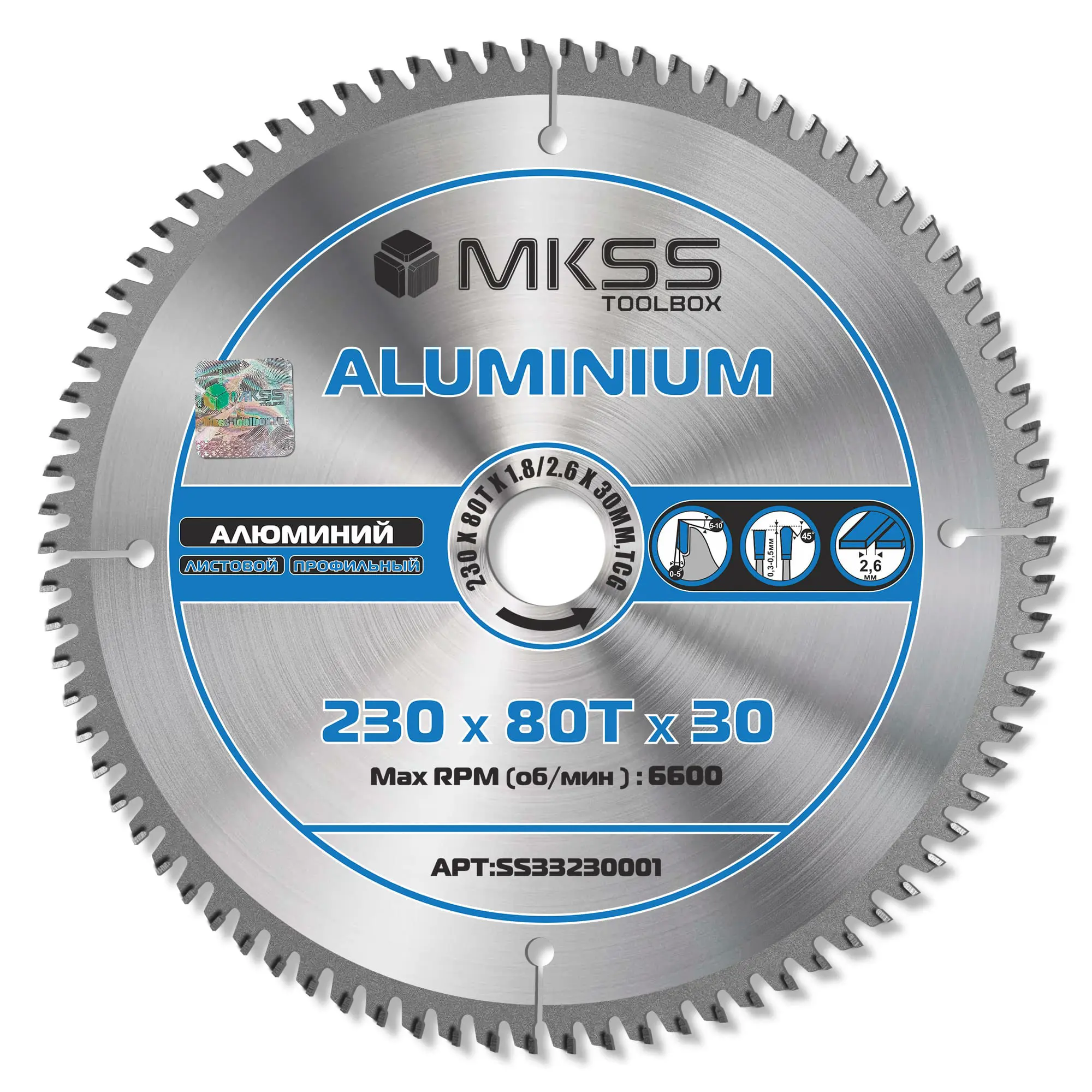 Изображение товара Диск пильный по алюминию MKSS Toolbox SS3323 230x30x1.8 мм