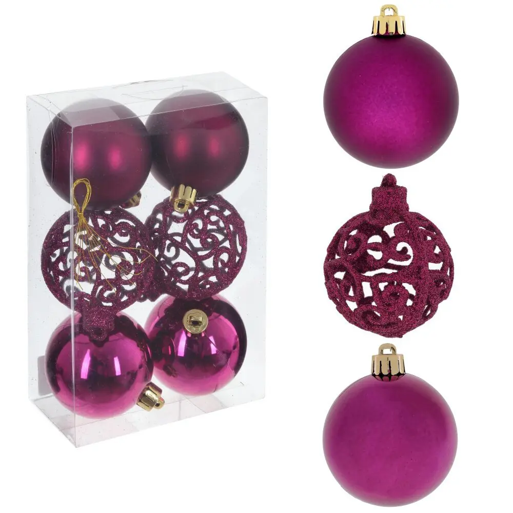 Изображение товара Набор елочных шаров 763860 6 см пвх фиолетовый 6 шт