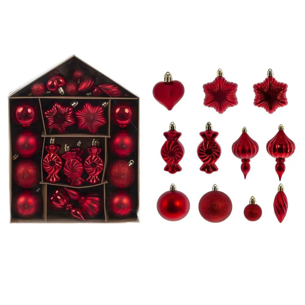 Изображение товара Набор елочных шаров 807892 6 см пвх красный 32 шт