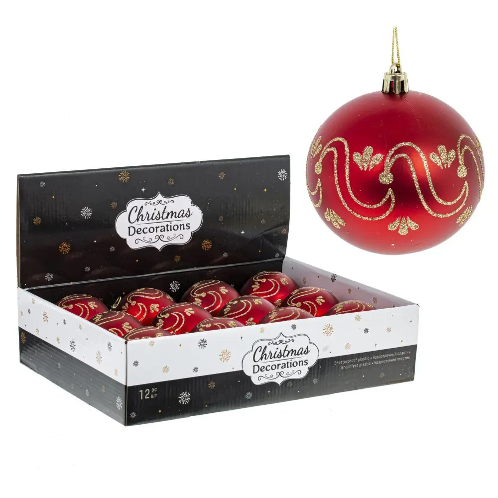 Изображение товара Набор елочных шаров 792015 8 см пвх красный 12 шт
