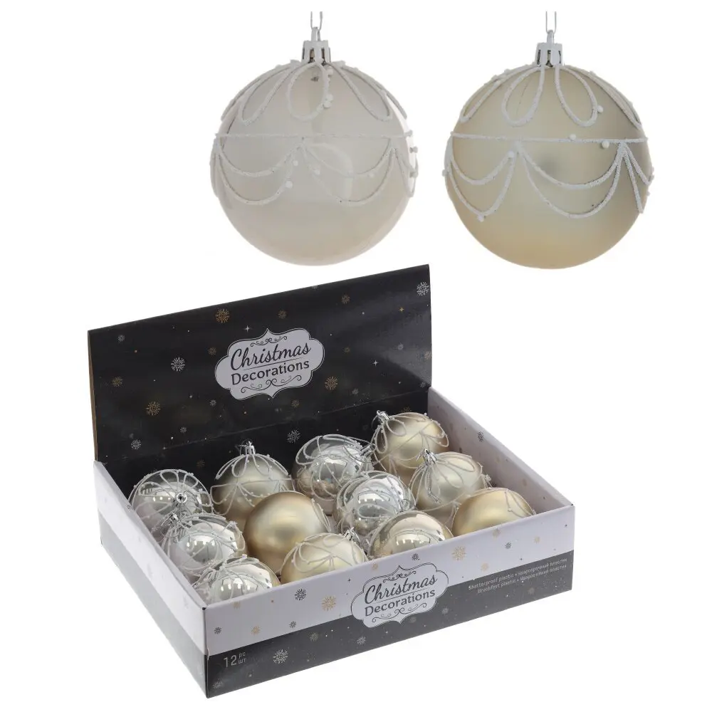 Изображение товара Набор елочных шаров 781672 8 см пвх жёлтый / золотой 12 шт