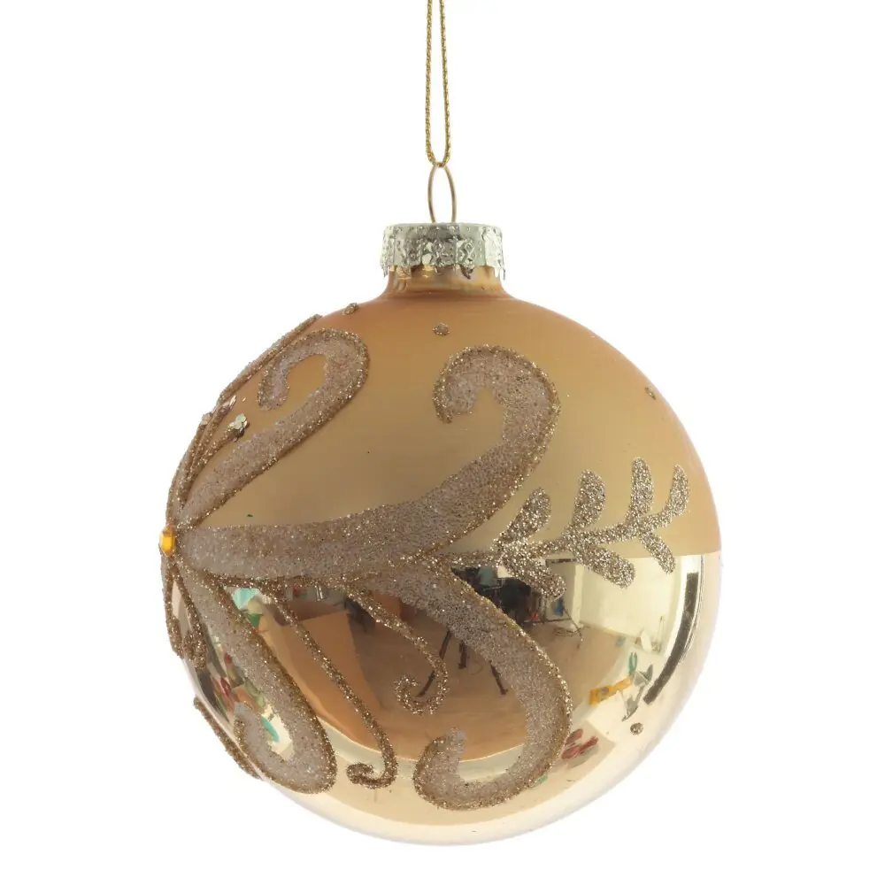 Изображение товара Елочный шар 809683 7 см стекло жёлтый / золотой