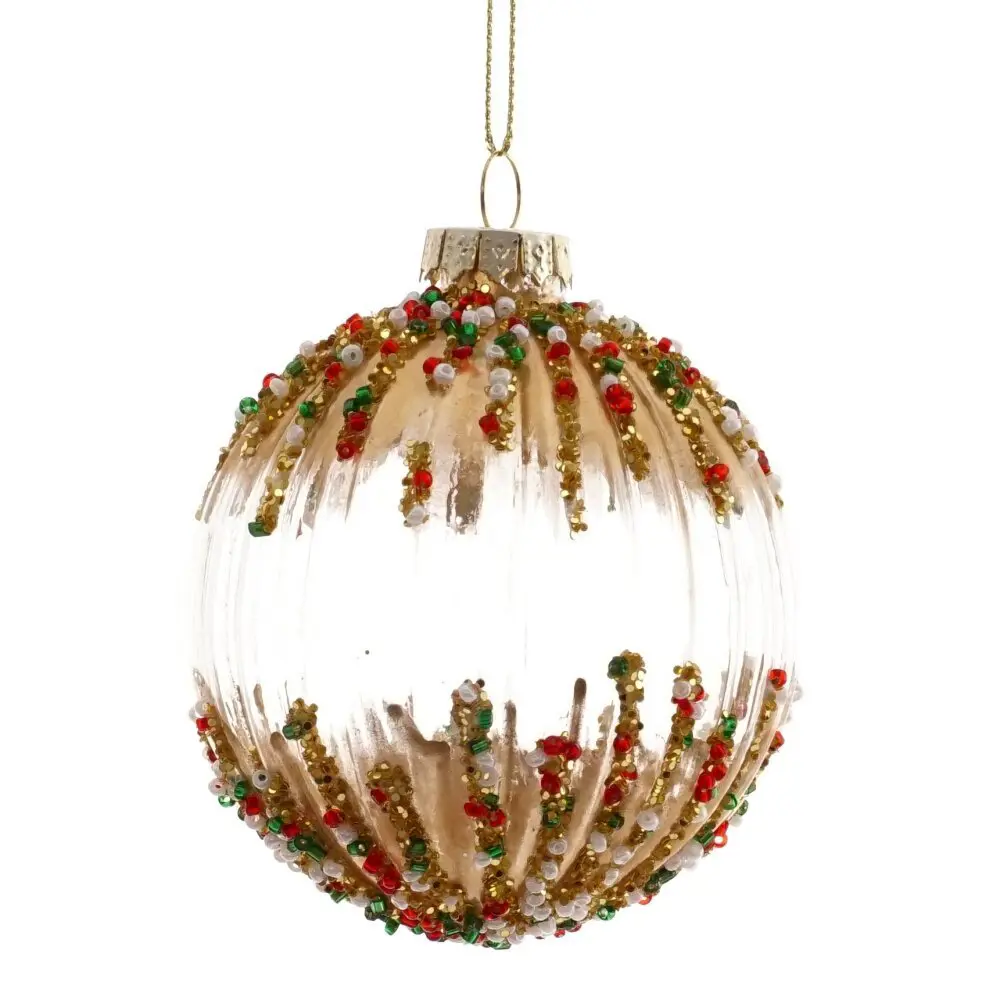 Изображение товара Елочный шар 805522 8 см стекло жёлтый / золотой