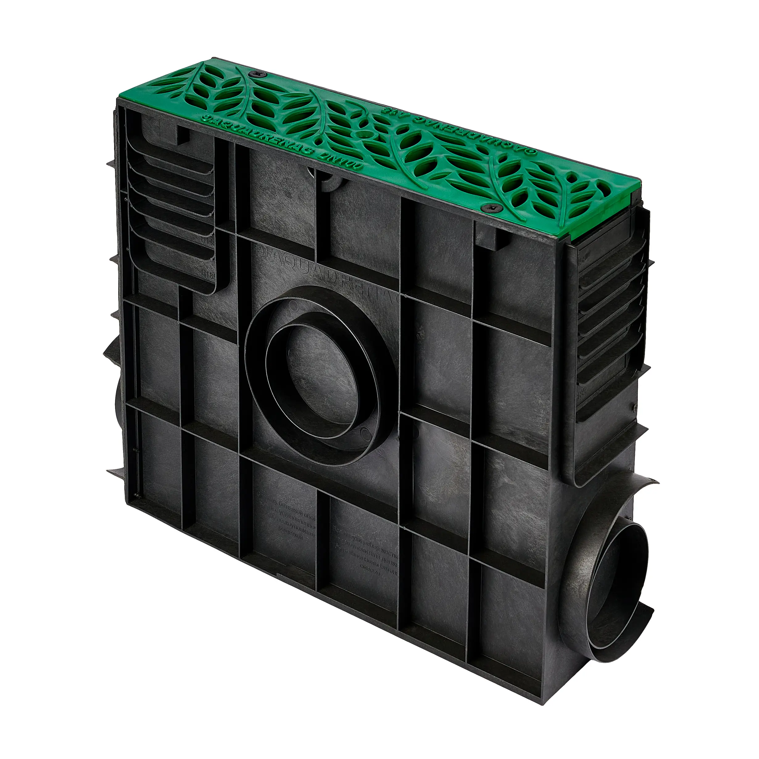 Изображение товара Пескоуловитель Aquadrenag с решеткой пластиковой зеленой 500x146x420мм черный