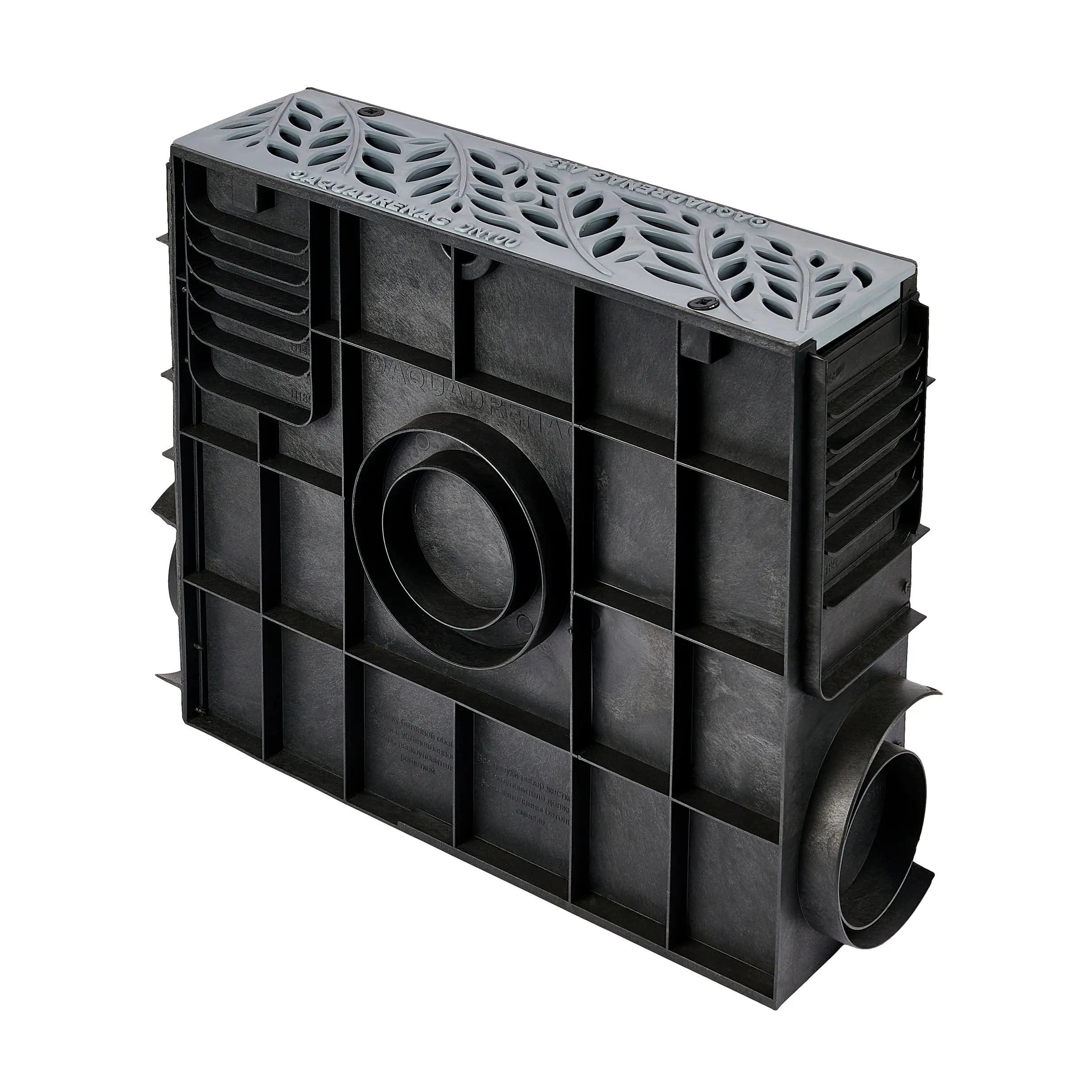 Изображение товара Пескоуловитель Aquadrenag с решеткой серой 500x146x420мм черный