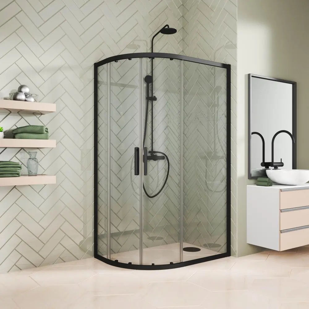 Изображение товара Душевая ширма GuteWetter 1005930448 80x100см 1/4 Круга цвет черный