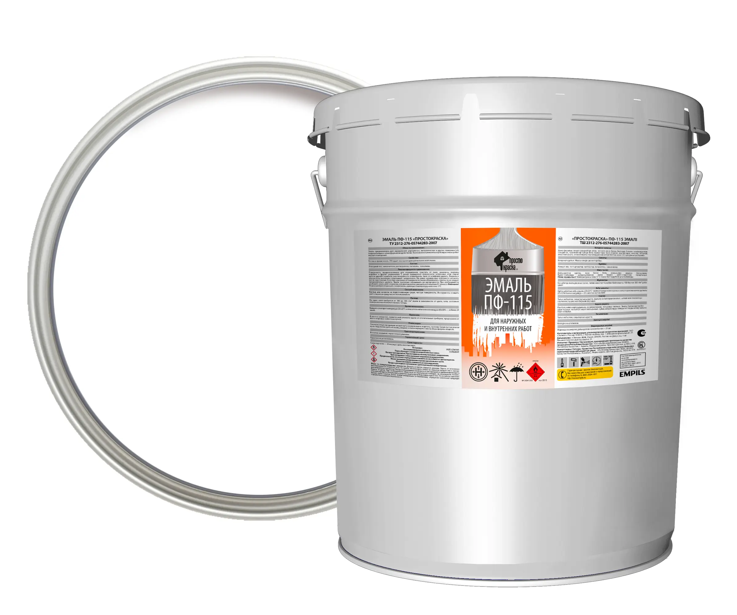 Изображение товара Эмаль Простокраска ПФ-115 полуматовая цвет белый 20 кг