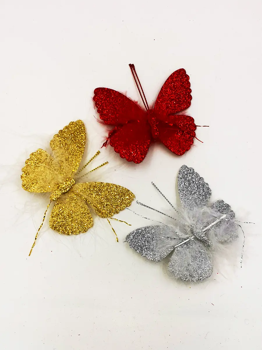 Изображение товара Набор елочных игрушек Бабочки Магия праздника MAG2036 16 см х 0.5 см разноцветный 3 шт