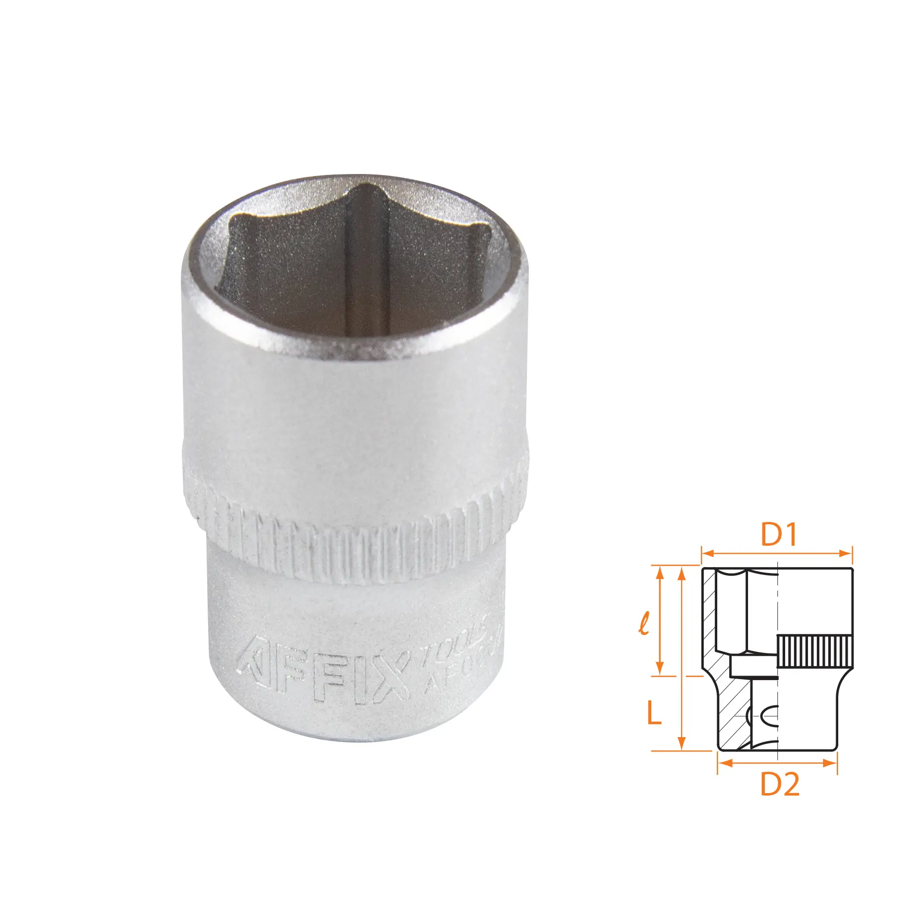 Изображение товара Торцевая головка шестигранная Affix AF00020013 13 мм 1/4 дюйма хромированная