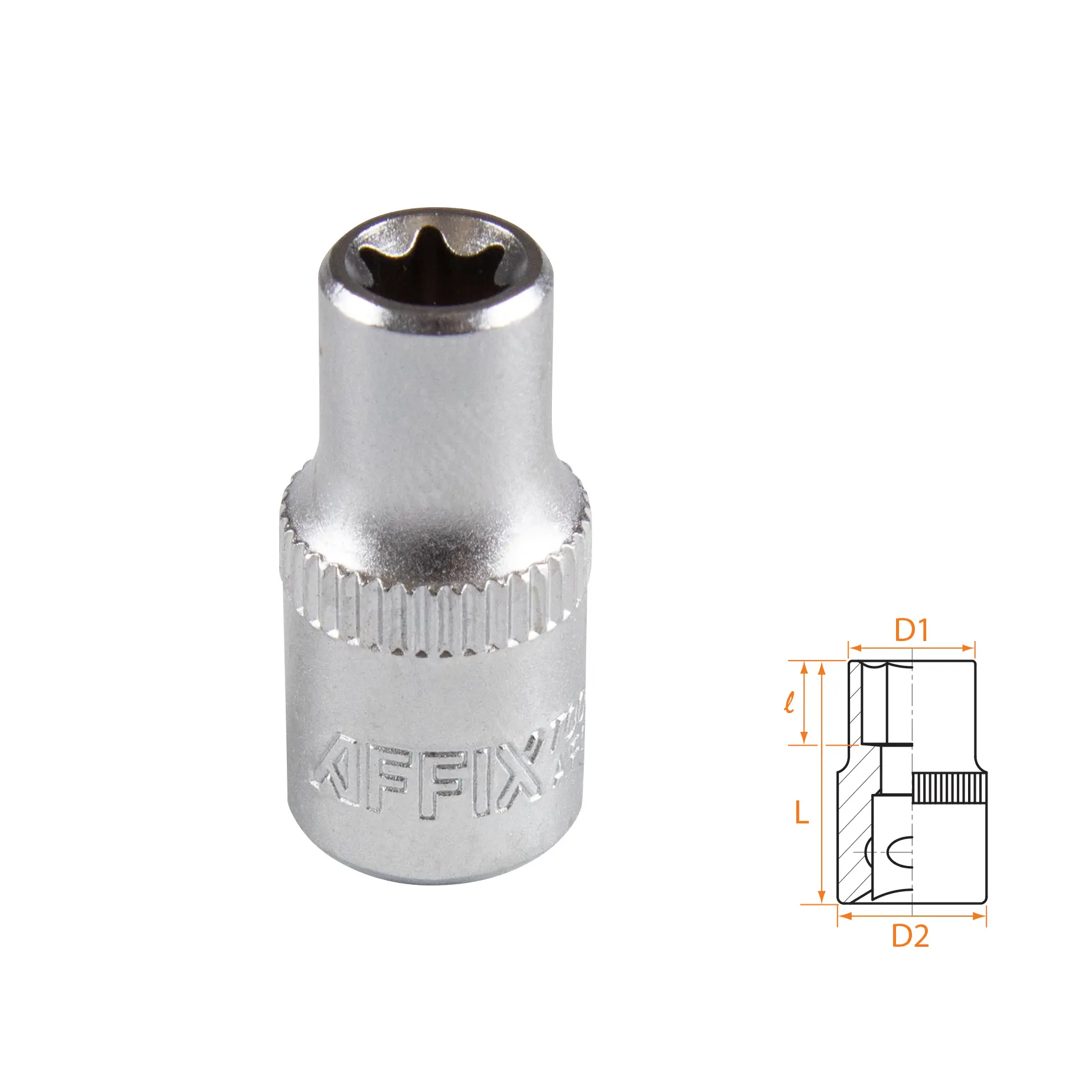 Изображение товара Торцевая головка Torx (e-профиль) Affix AF00023007 1/4 дюйма 7 мм