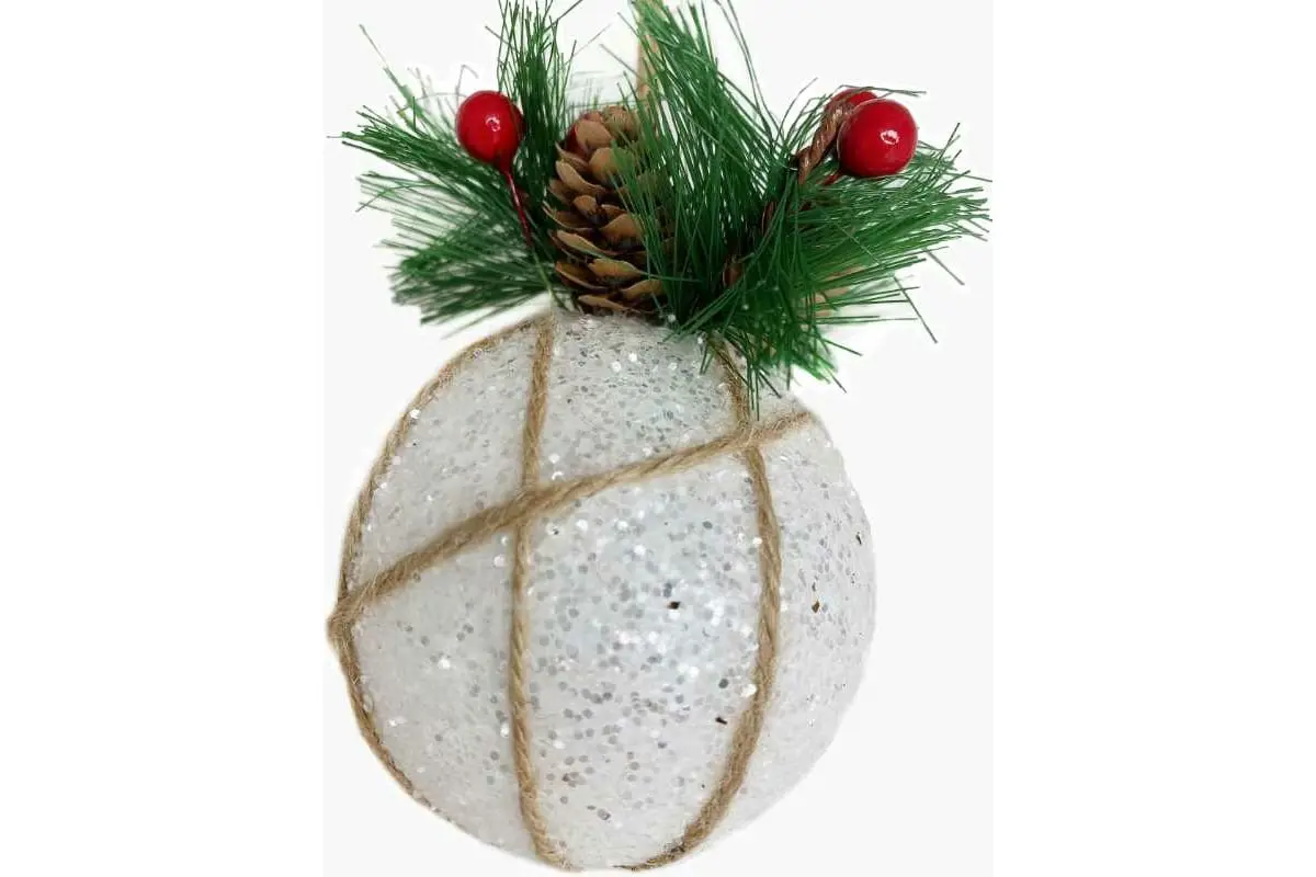 Изображение товара Елочный шар Магия праздника NY121 С ветками 12 см пенопласт и ткань белый