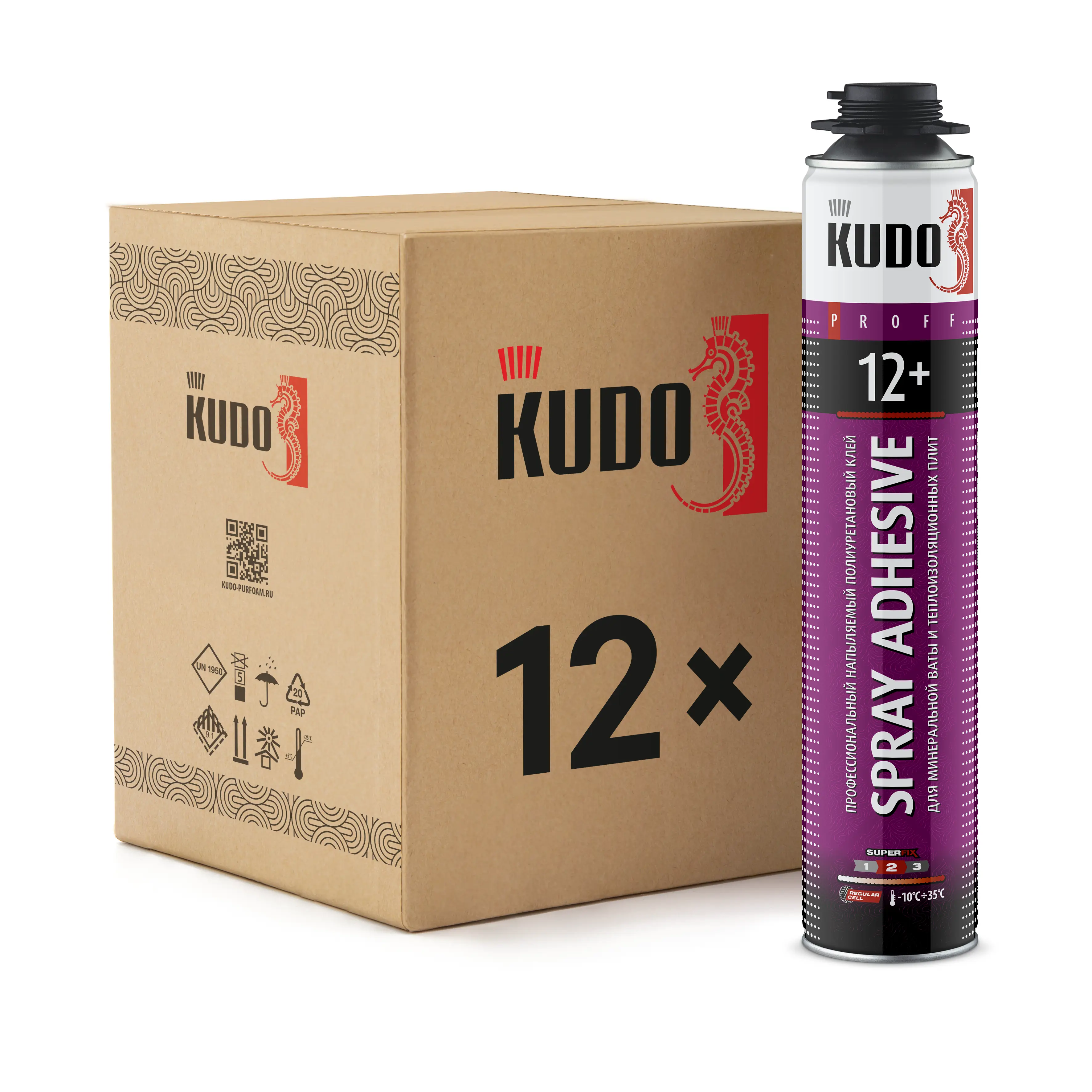 Изображение товара Клей монтажный Kudo профессиональный для минеральной ваты Proff Spray Adhesive 1 л 12 шт