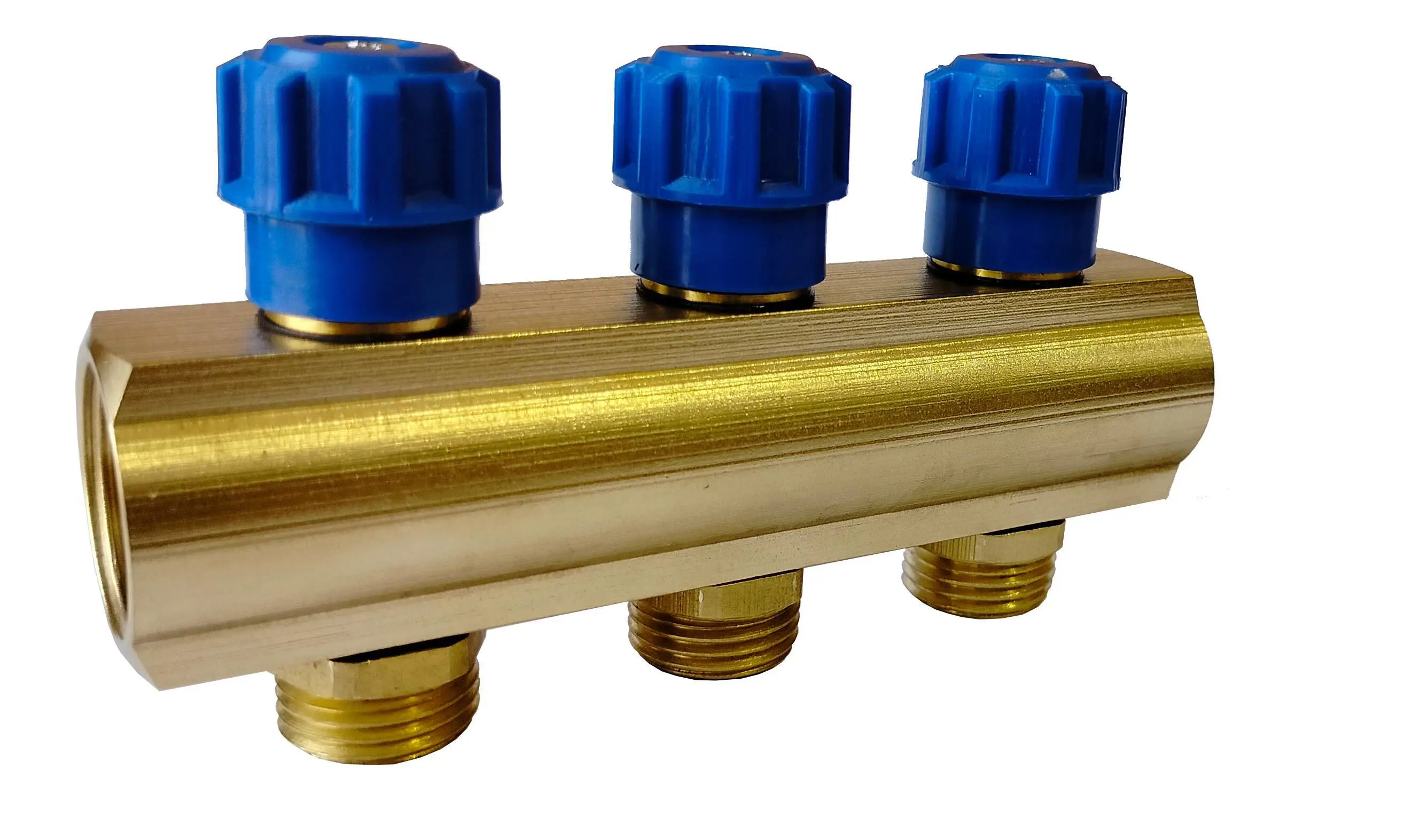 Изображение товара Коллектор распределительный Апогей 4 выхода латунь 3/4 и 1/2 евроконус для отопления