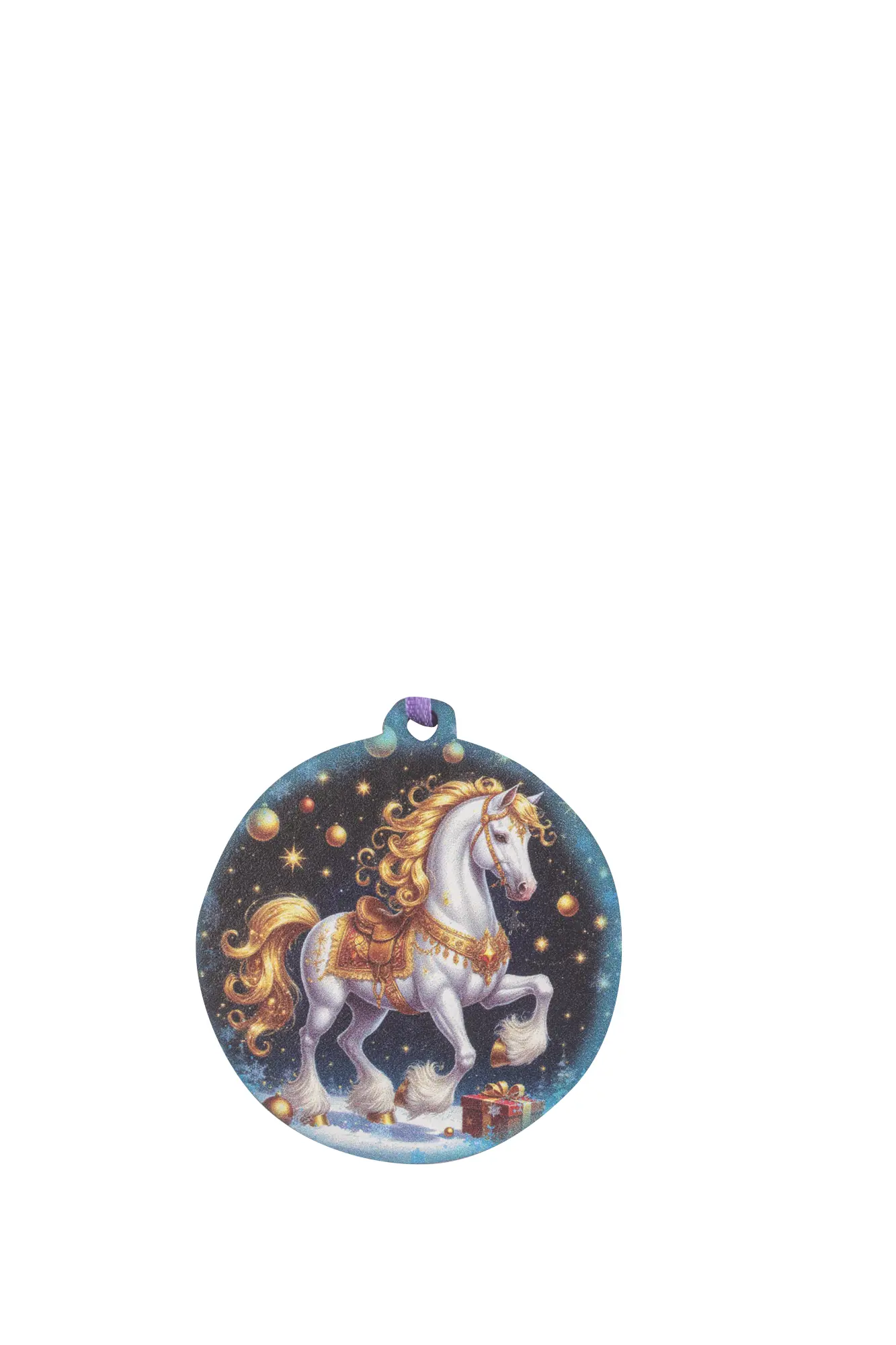 Изображение товара Елочная игрушка Домашняя кухня «Лошадка космическая», 6.8x6.4 см, дерево, цвет белый