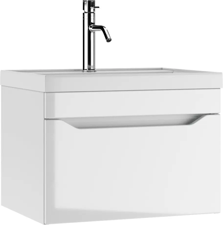 Изображение товара Тумба подвесная с раковиной Айсберг Ева 60 с одним ящиком белый