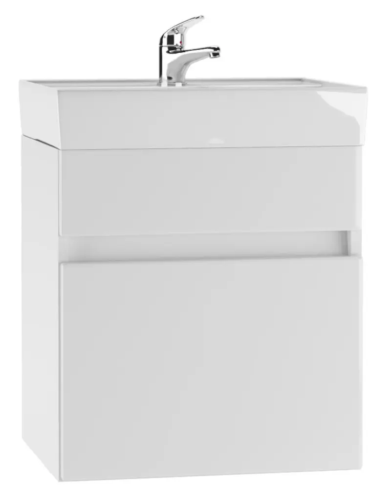 Изображение товара Тумба подвесная с раковиной Айсберг Классик 50 с одним ящиком белый