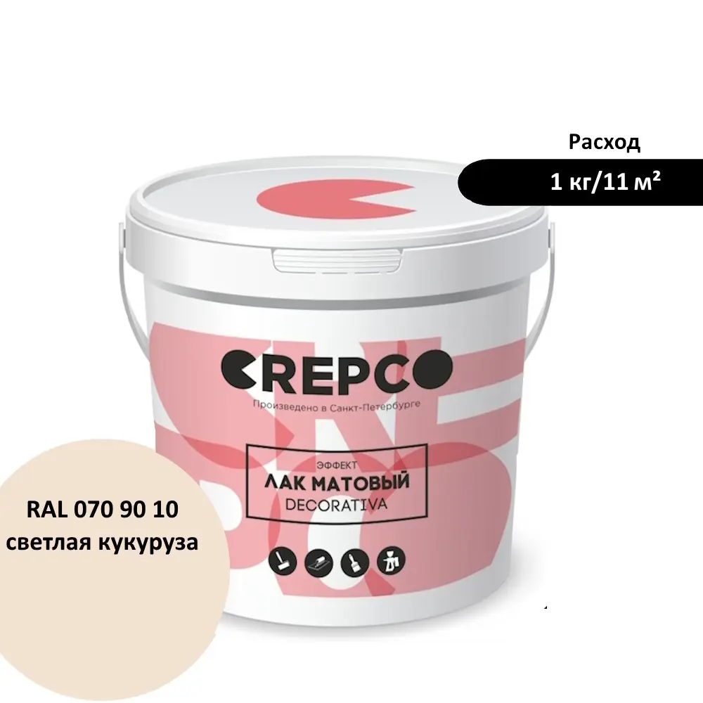 Изображение товара Лак Italica Crepco матовый влагостойкий цвет светлая кукуруза/light corn RAL 070 90 10 кг