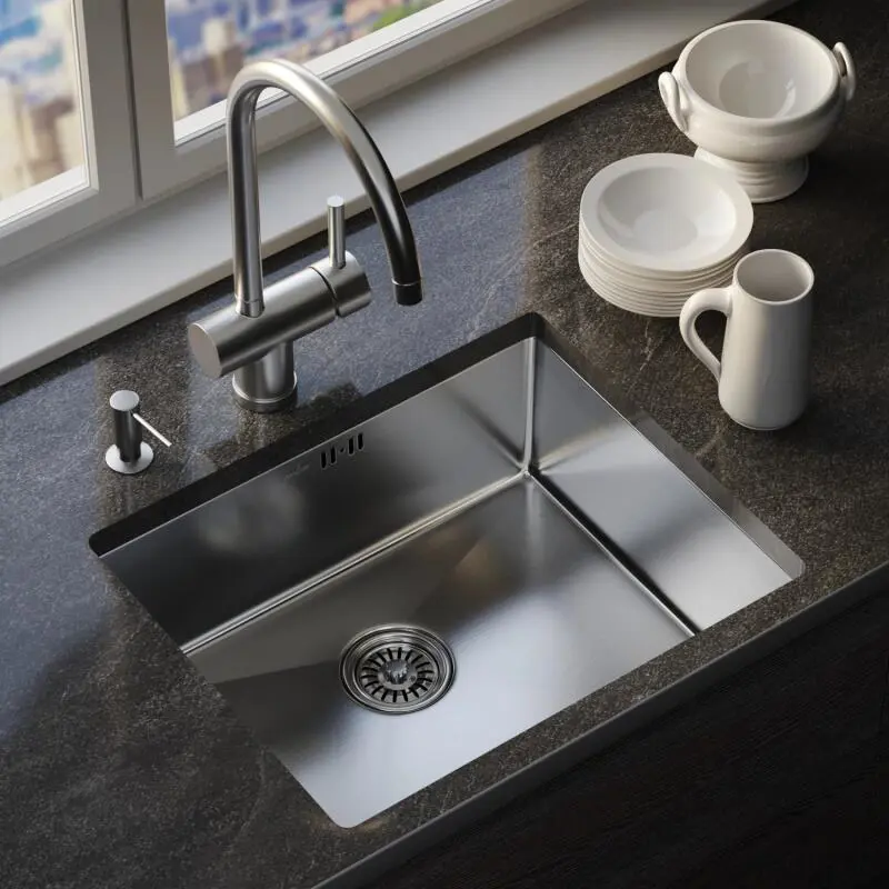 Изображение товара Мойка для кухни TROPFBERG 53х43 (3.0) матовая с сифоном без отверстия