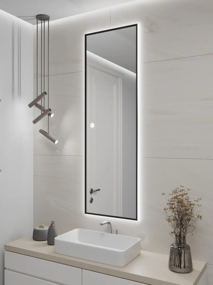 Изображение товара Зеркало с подсветкой Alumirror 150x40 см настенное сенсорное цвет черное