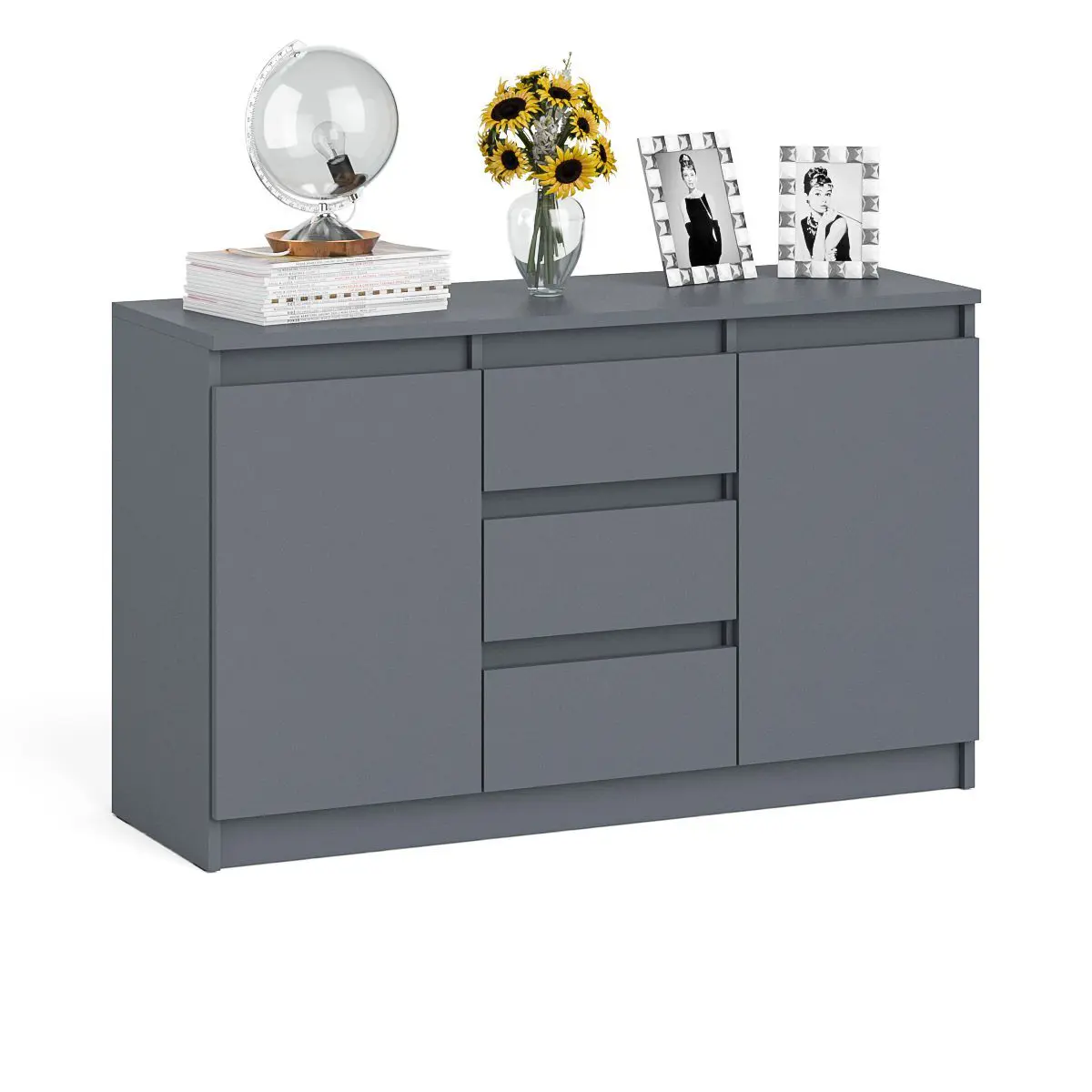 Изображение товара Комод-тумба СВК Мори МК1200.3 3 ящика 120х41х73 см ЛДСП цвет графит