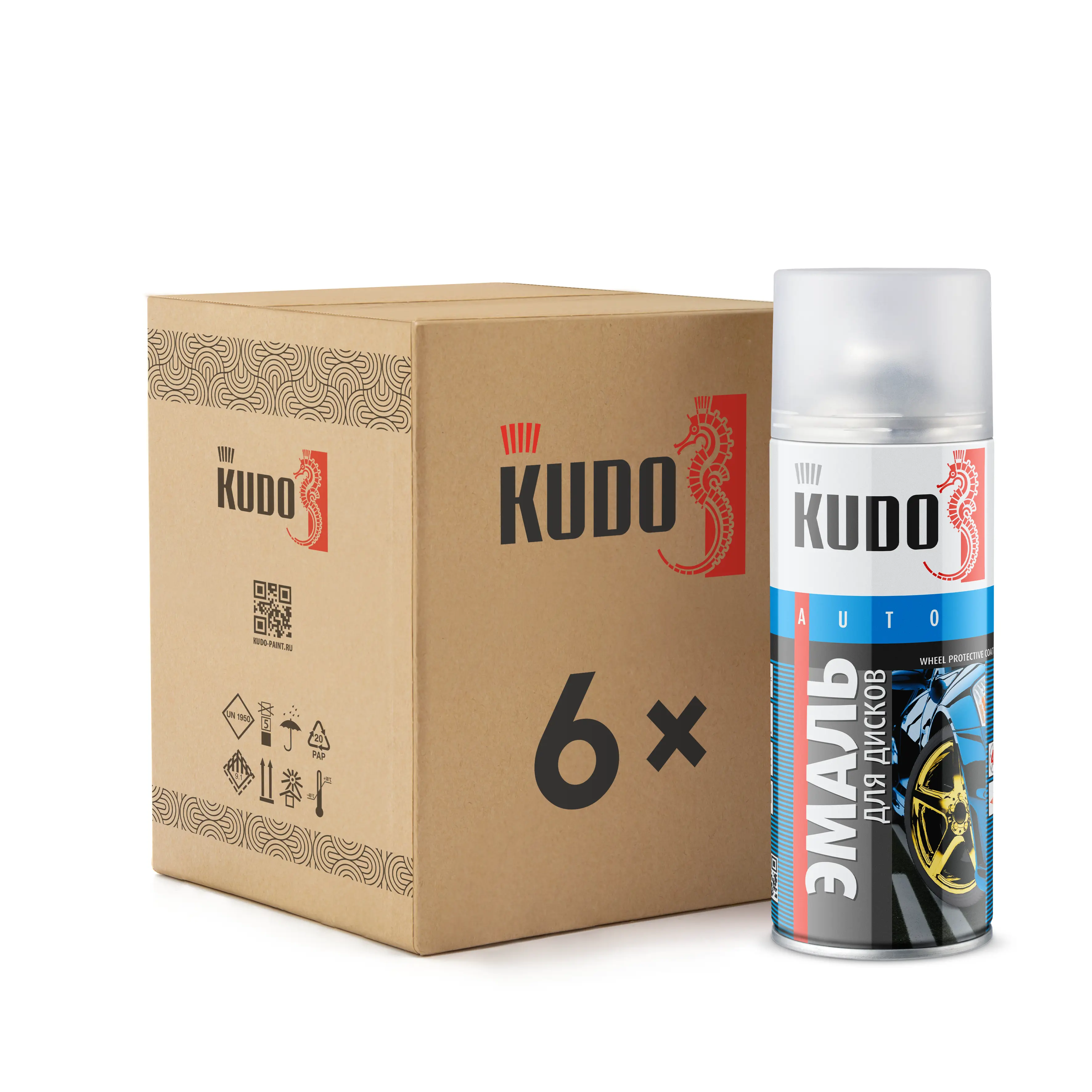 Изображение товара Эмаль аэрозольная для дисков Kudo стальная 312 мл 6 шт