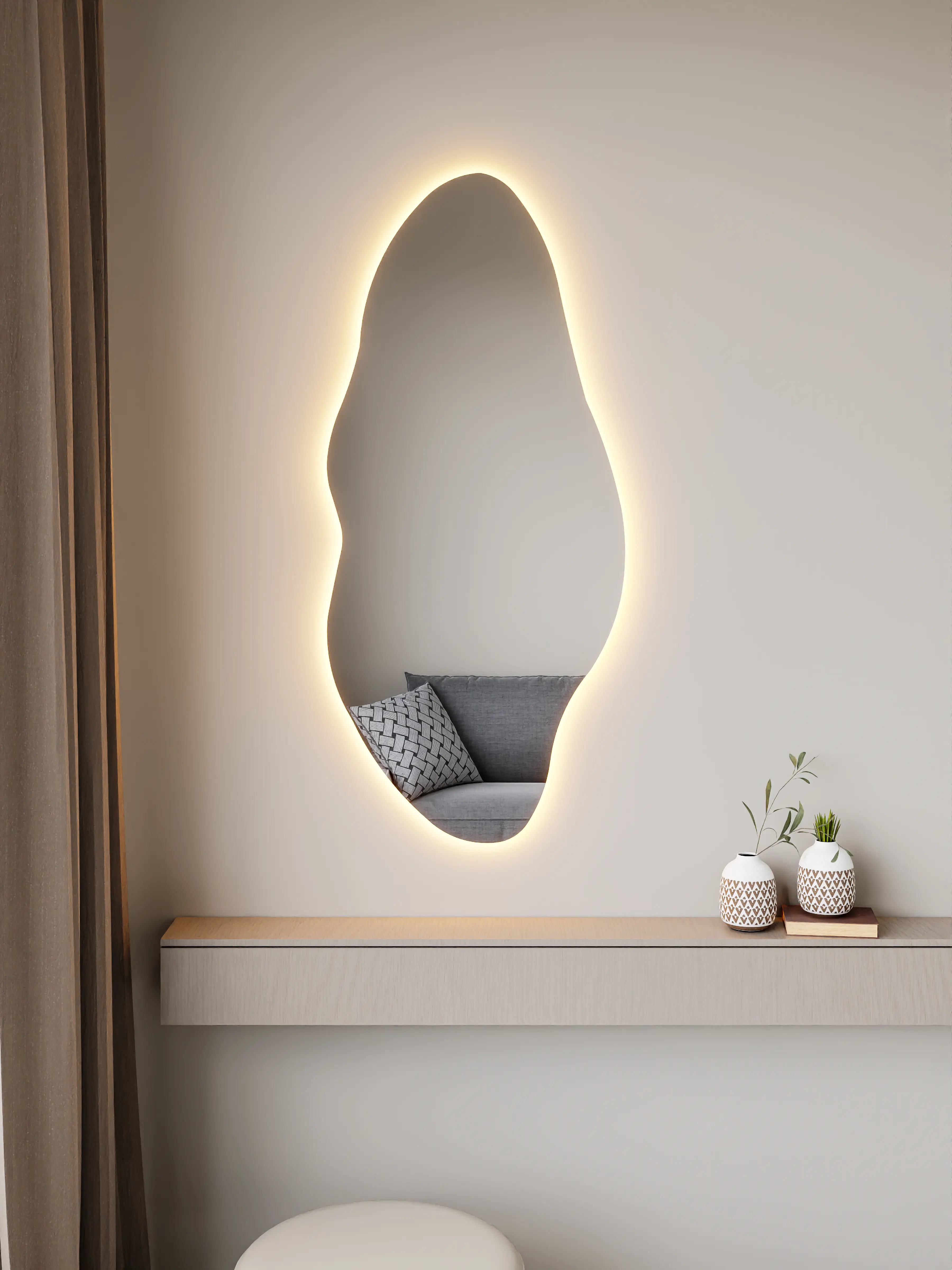 Изображение товара Зеркало с подсветкой подвесное М4 Alumirror 120x55 см свет теплый