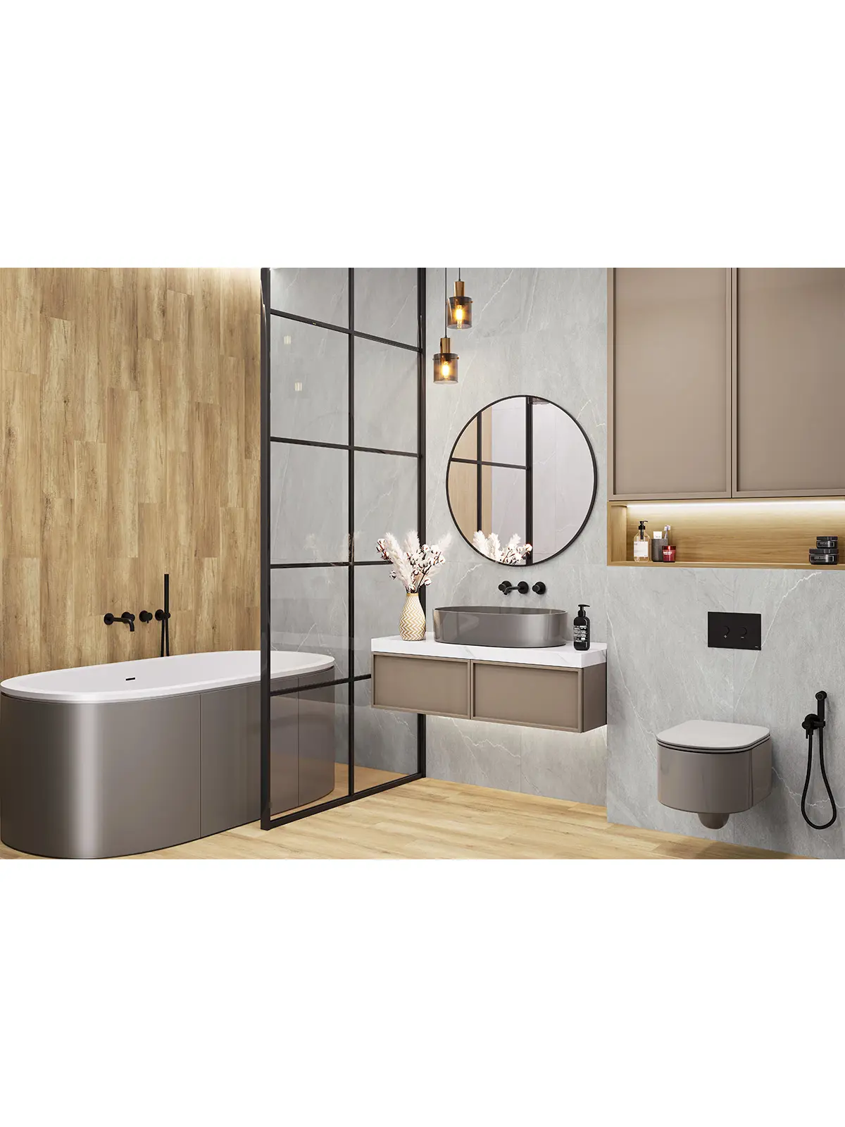 Изображение товара Керамогранит Alma ceramica Rock line GFU60120RKL07R 60x120см серый, мраморный эффект