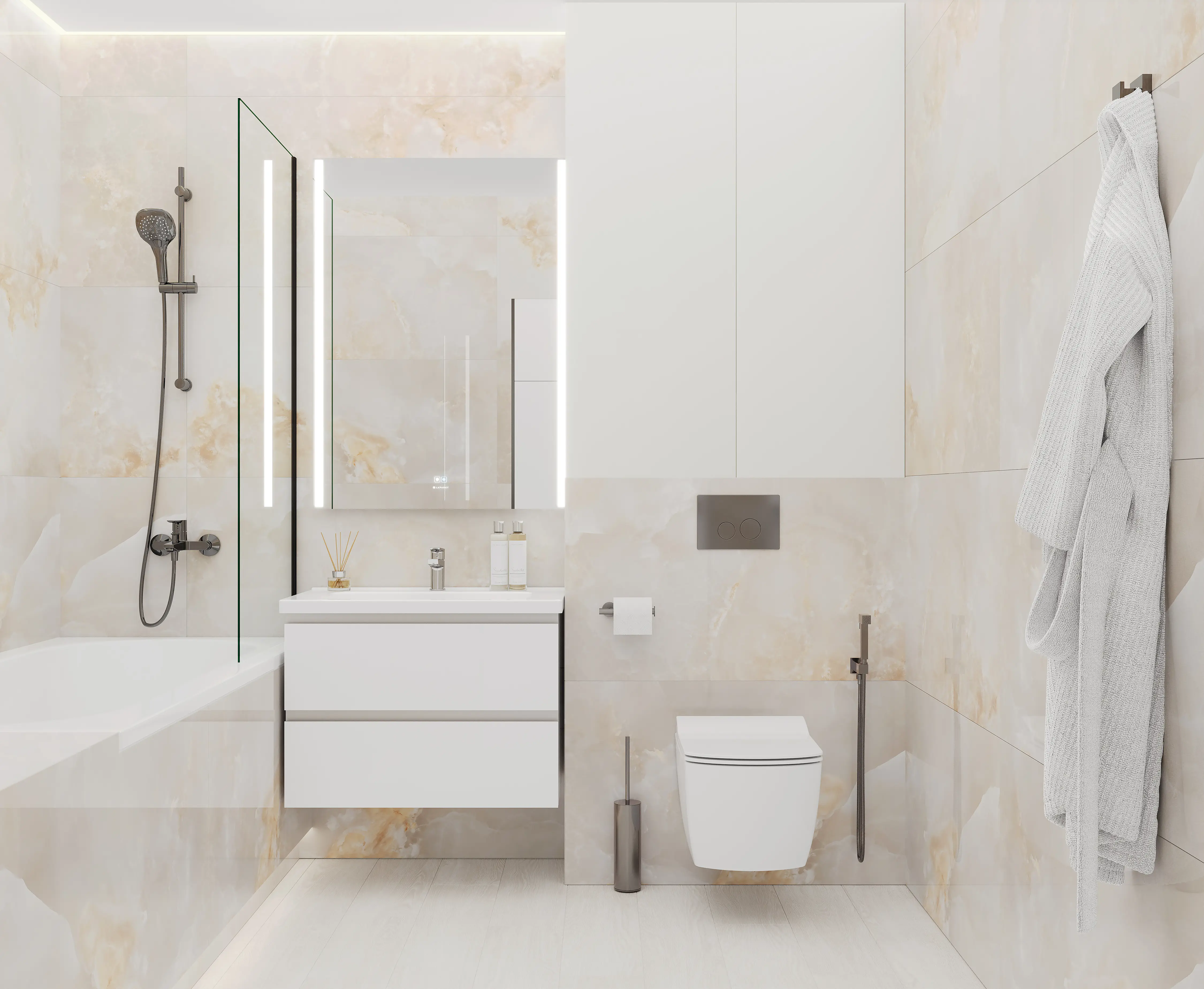 Изображение товара Керамогранит Ceradim Onyx Orlam 120x60 см бежевый полированный для интерьера