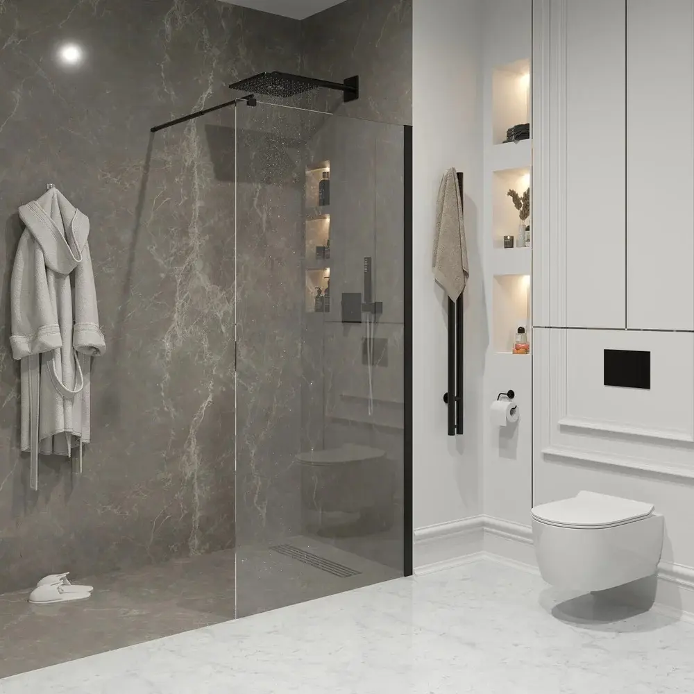 Изображение товара Душевая перегородка Niagara NG-683-80BLACK 80x195см черный профиль стекло прозрачное