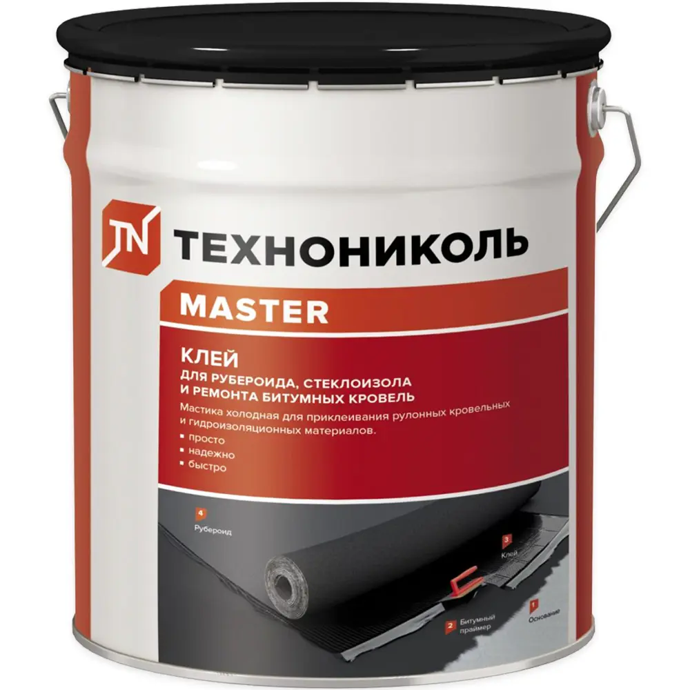 Изображение товара Мастика ТехноНИКОЛЬ для рубероида 10 кг надежное приклеивание кровельных материалов