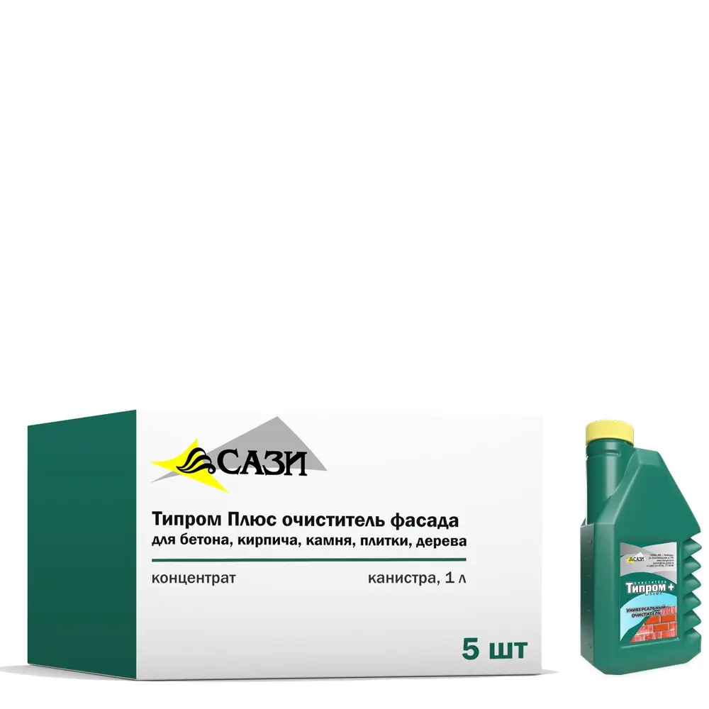 Изображение товара Очиститель высолов Типром Плюс концентрат для бетона кирпича камня плитки 1 л 5 шт