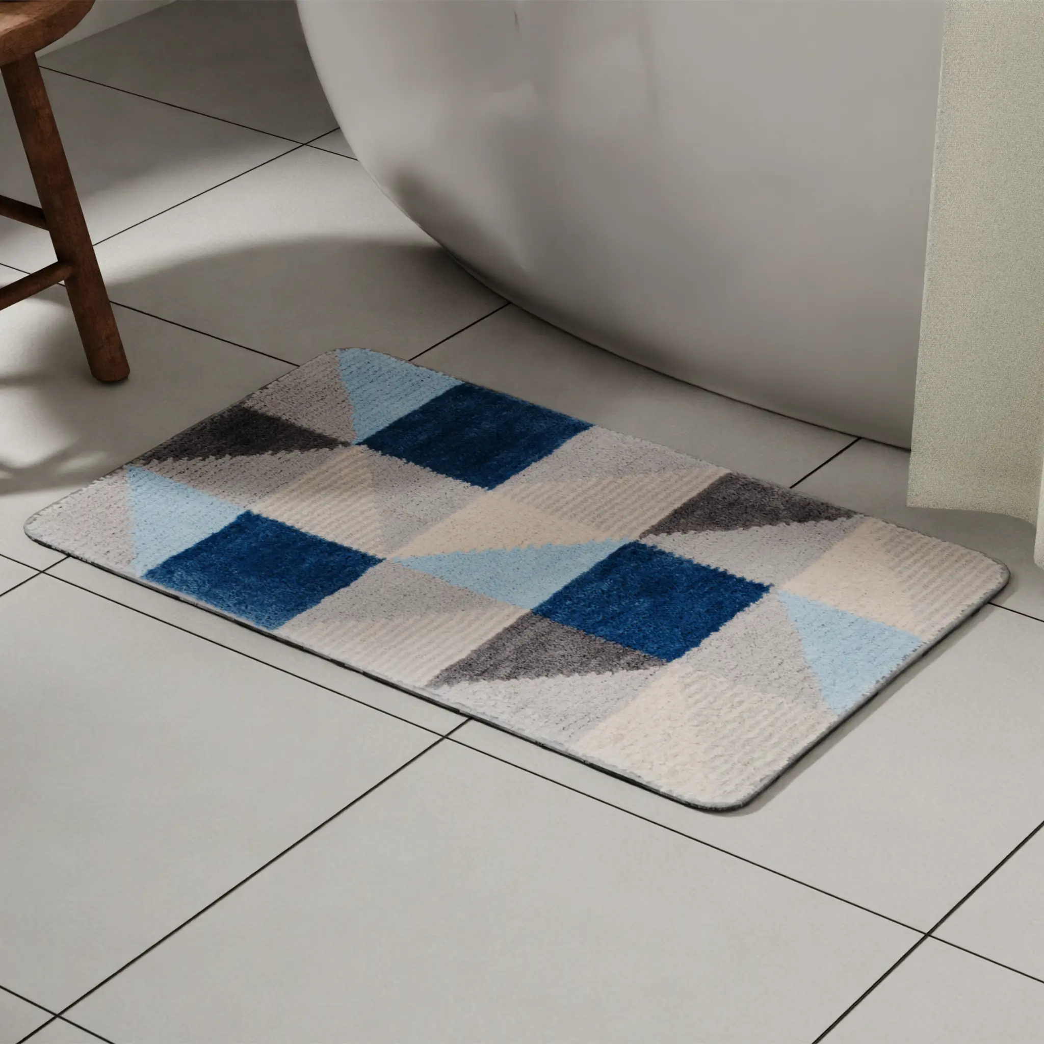 Изображение товара Коврик для ванной Fixsen Visa серо-голубой 50x80 см противоскользящий мягкий