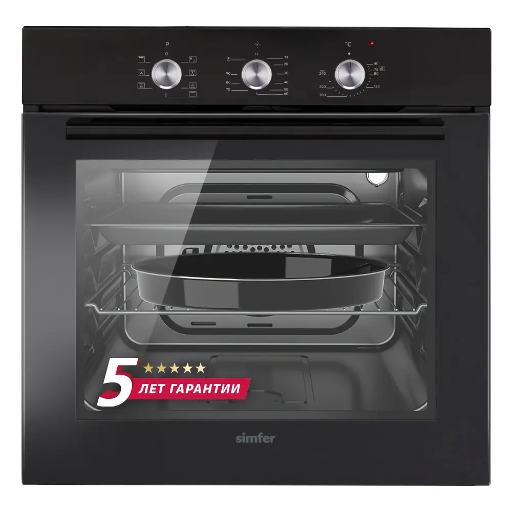 Изображение товара Встраиваемый духовой шкаф Simfer B6EB19071 электрический 60x60x56.50см электрический цвет черный