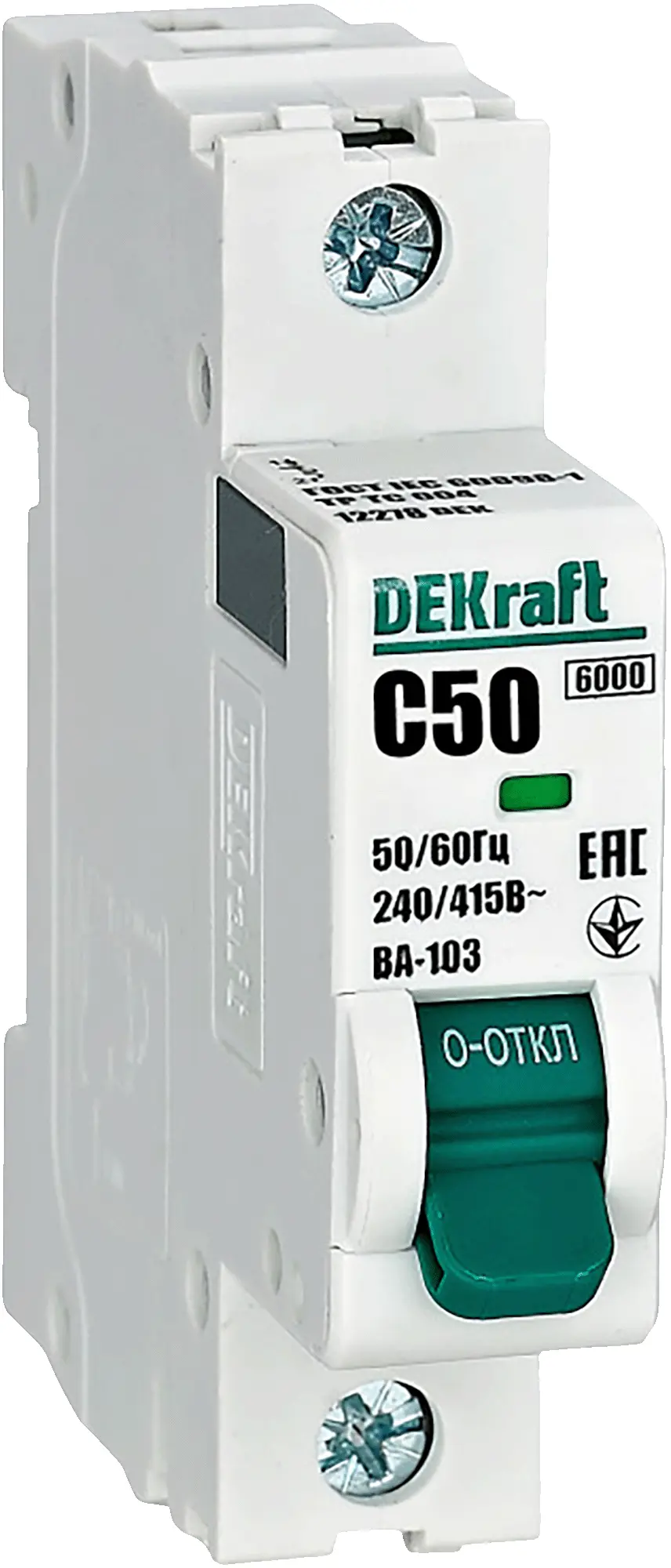 Изображение товара Автоматический выключатель ВА-103 1P C50 А 6 кА от DEKRAFT