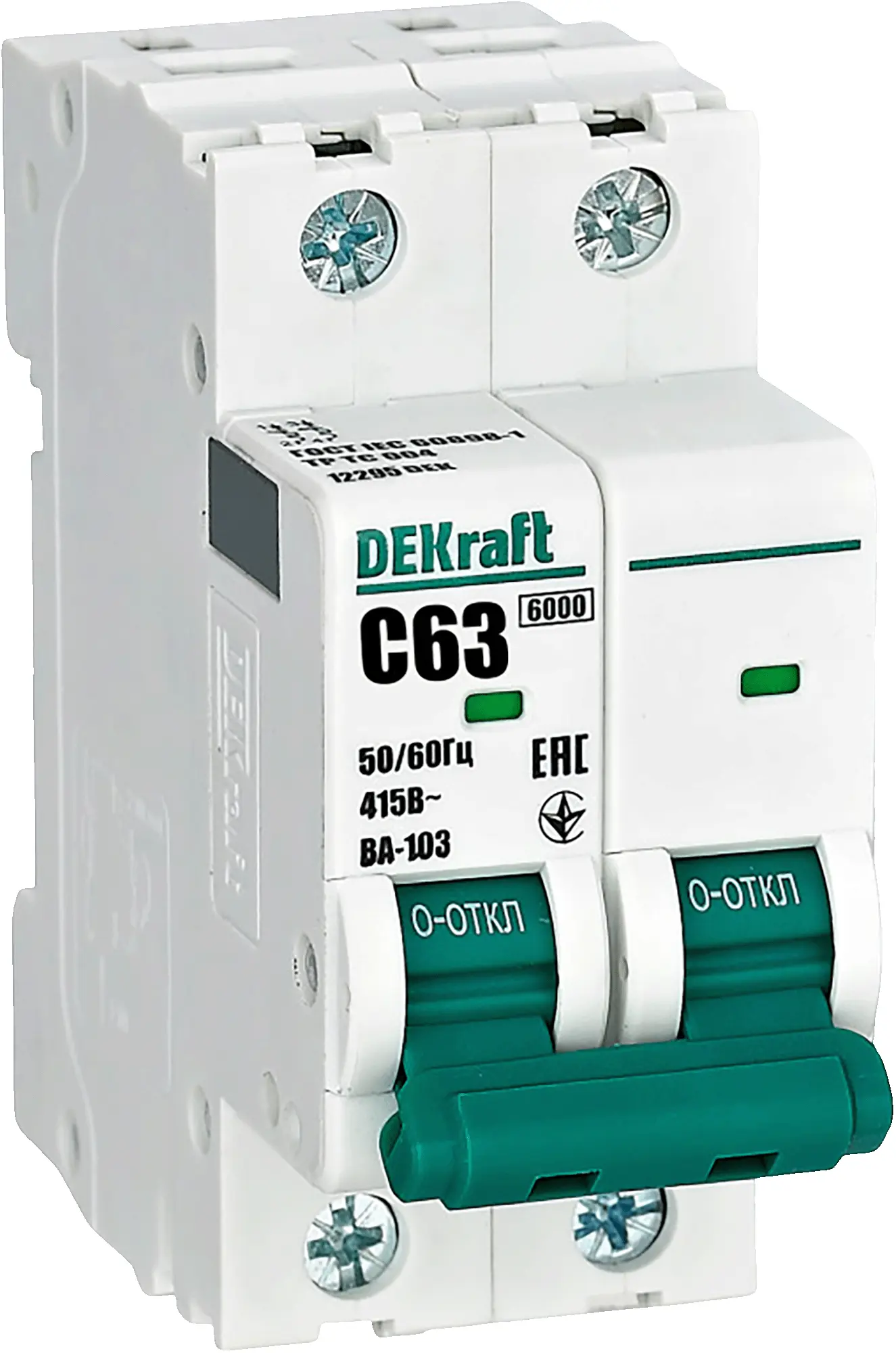 Изображение товара Автоматический выключатель ВА-103 2P 63А 6кА для электросетей DEKRAFT