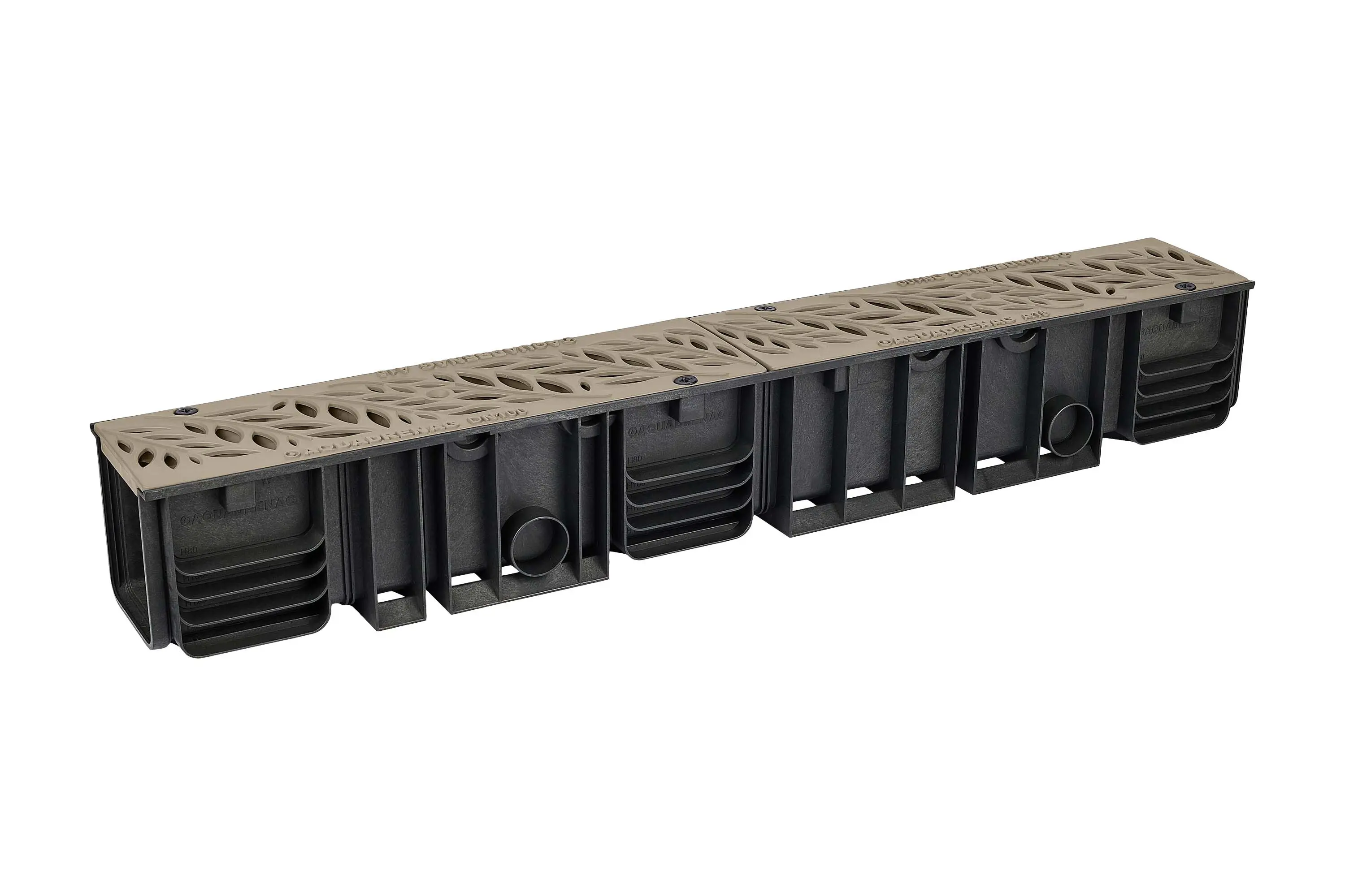 Изображение товара Лоток водосточный Aquadrenag Classic с решеткой пластиковой 1000x146x145мм капучино