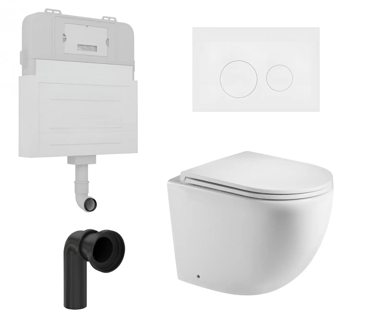 Изображение товара Комплект инсталляции 3 в 1 Enio Tecnico с унитазом приставной WeltWasser Merzbach 002 GL-WT с кнопкой белой Rotondo